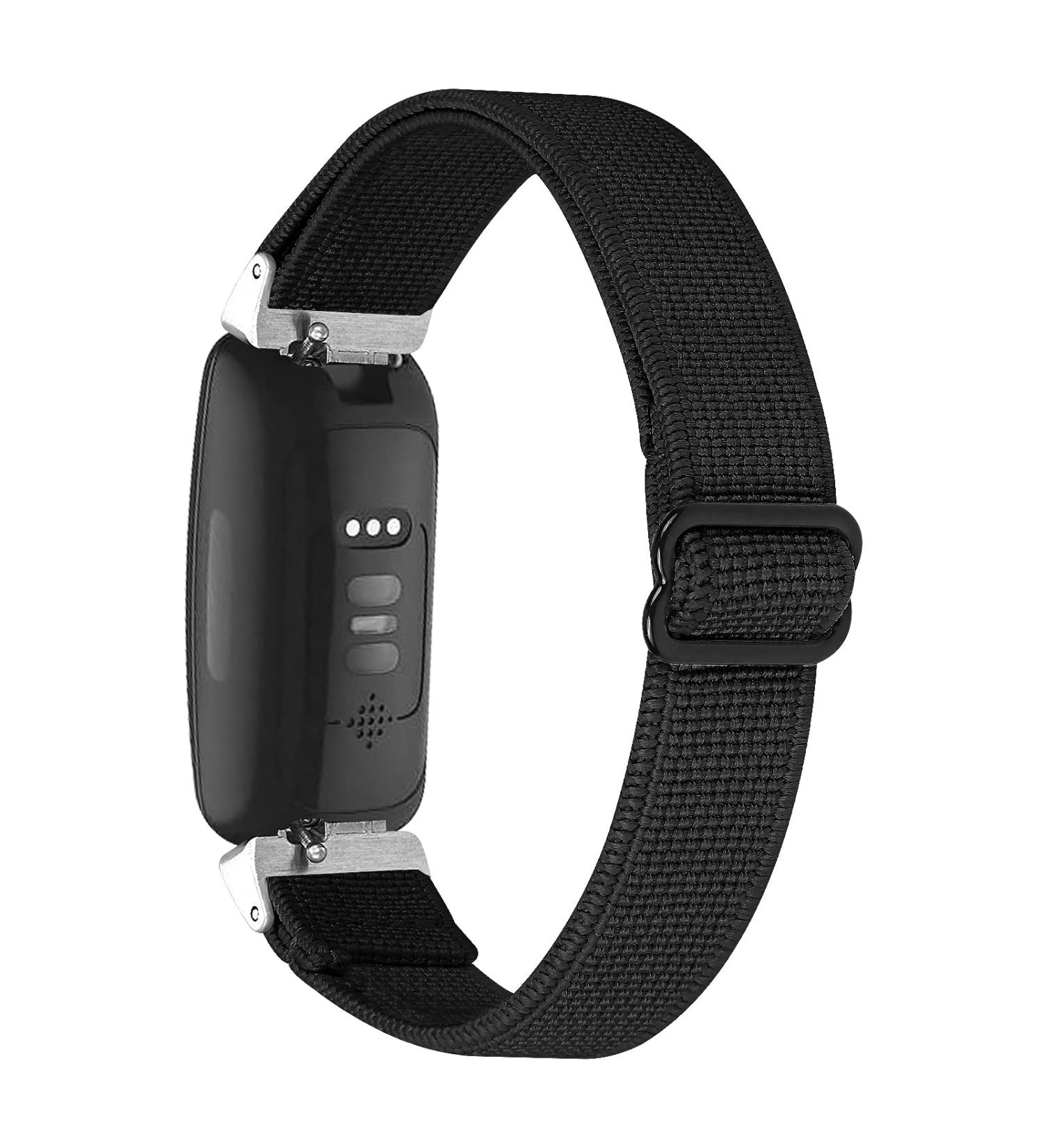 Elastic Band for Fitbit Inspire 2/HR - Adjustable Nylon Bracelet Strap in Black - Buy Online on GoSupps.com