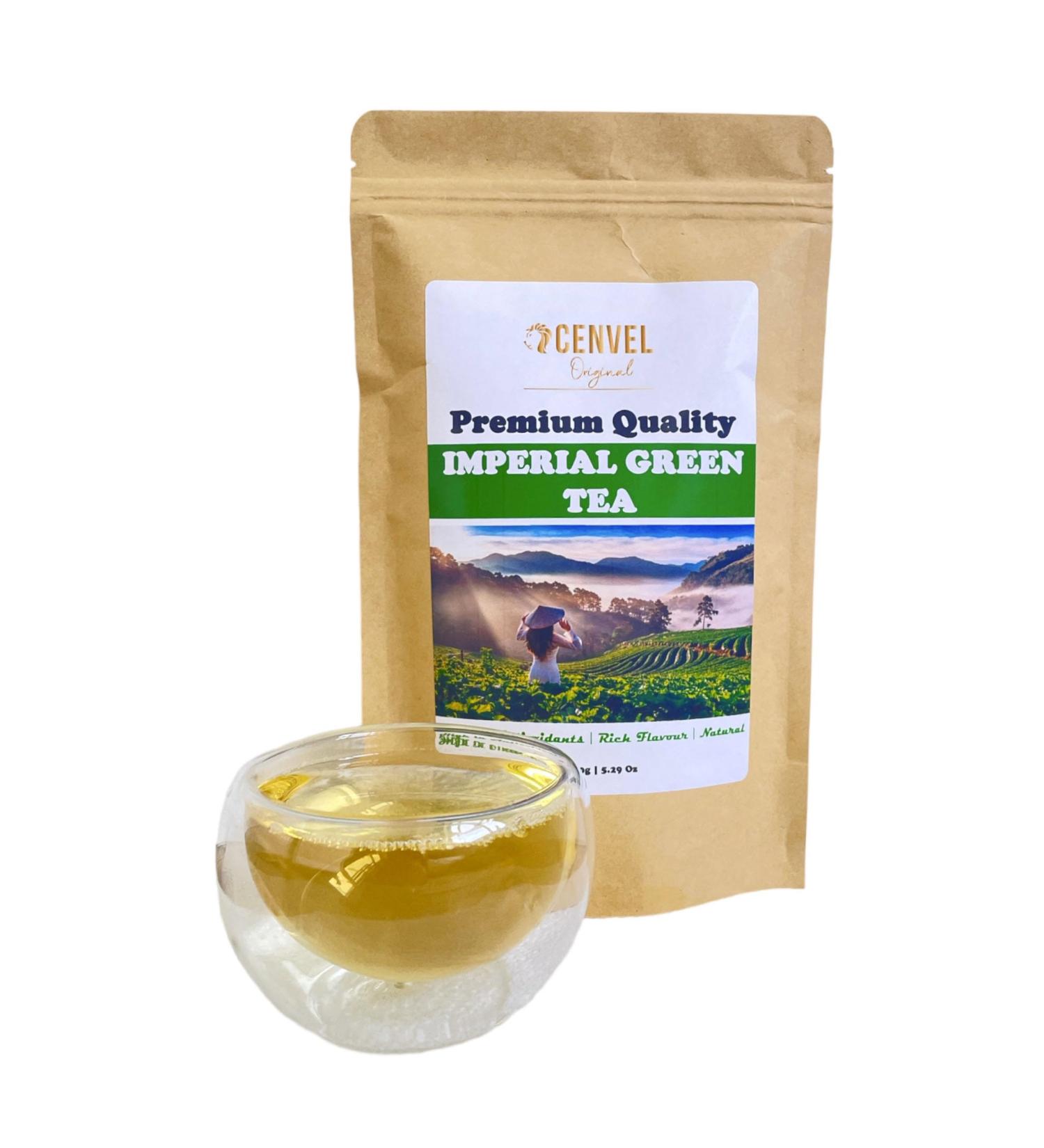 CENVEL Imperial Green Tea | Pure & Natural Loose Leaf Green Tea | Exclusive Large Leaves Green Tea | Rich in Antioxidants | Eco-Friendly Packaging | (150g) - Buy Online on GoSupps.com