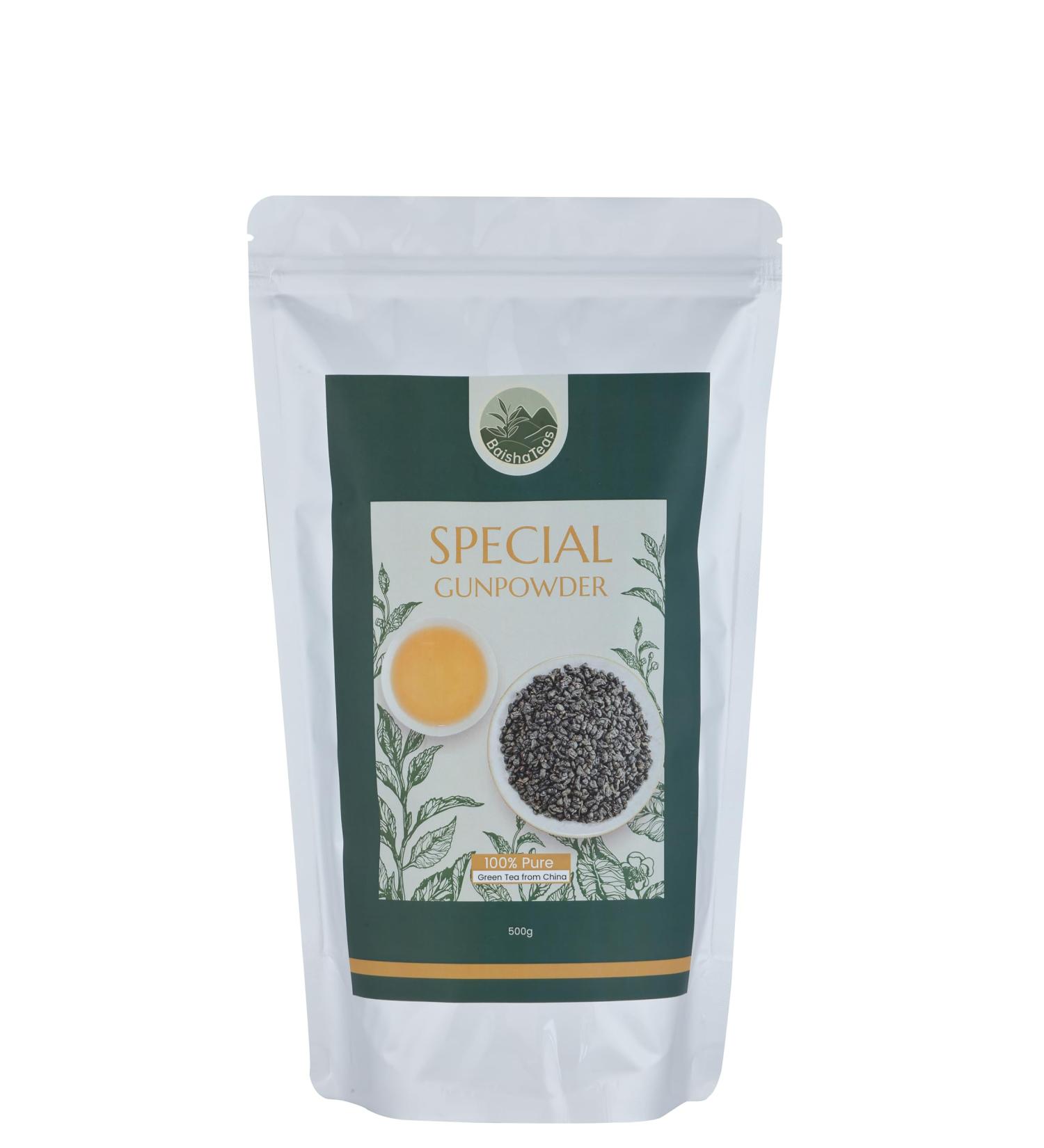  BaishaTeas BaishaTeas Gunpowder Green Tea - 500g - Spherical Rolled Tea Leaves - Premium Green Tea Direct From China - Holds 240+ Cups - Buy Online on GoSupps.com