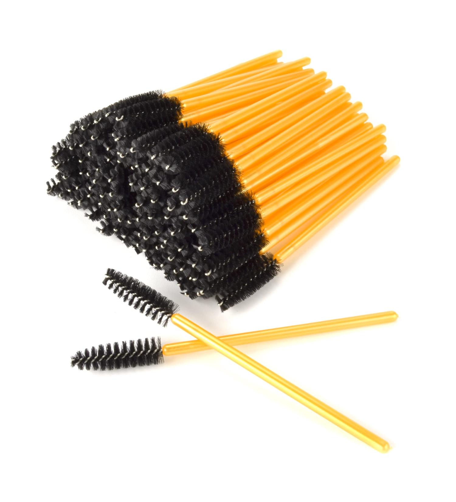 AIBAOBAO 100Pcs Disposable Black-Gold Mascara Wands - Eyelash & Eyebrow Brushes for Castor Oil Application - Buy Online on GoSupps.com