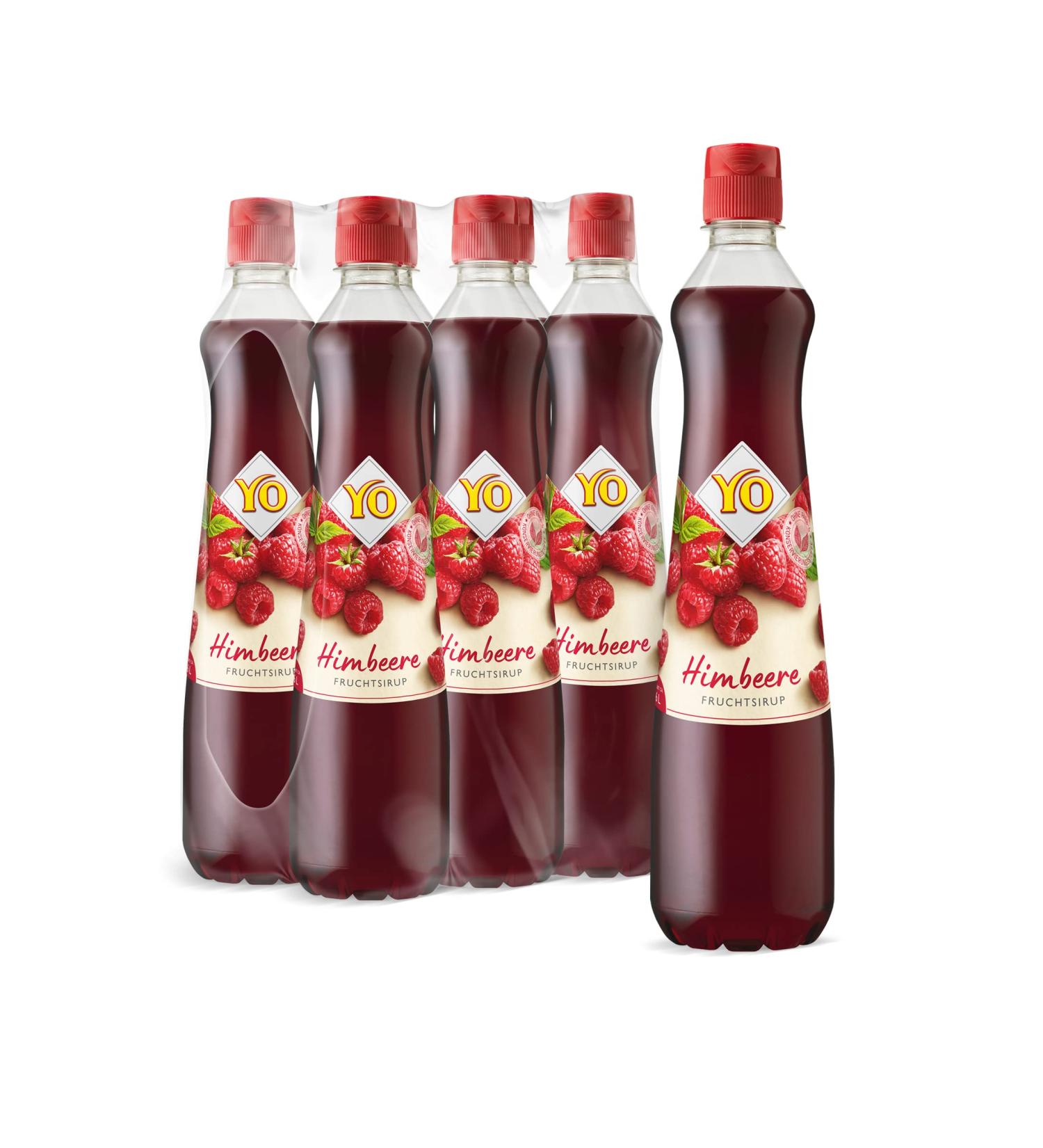 Yo Syrup Raspberry - 6 x 700ml Vegan Drink Mix | 1 Bottle Makes 6 Liters | No Sweeteners Colors or Preservatives - 6er Tray - Buy Online on GoSupps.com