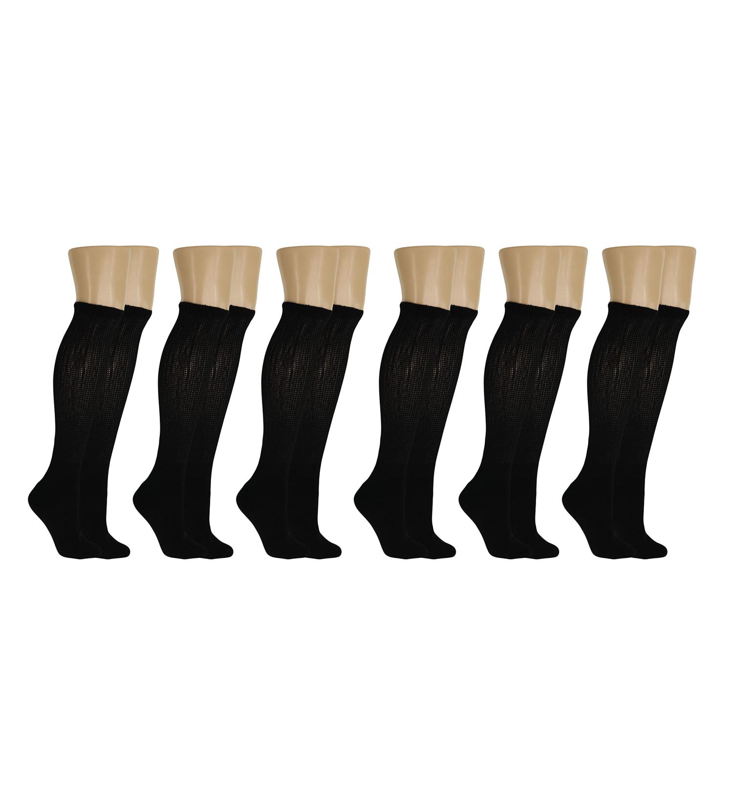 American Made Black Diabetic Over The Calf Socks - Full Cushioned, Non-Binding Top - 6 Pairs 9-11 Black - Buy Online on GoSupps.com