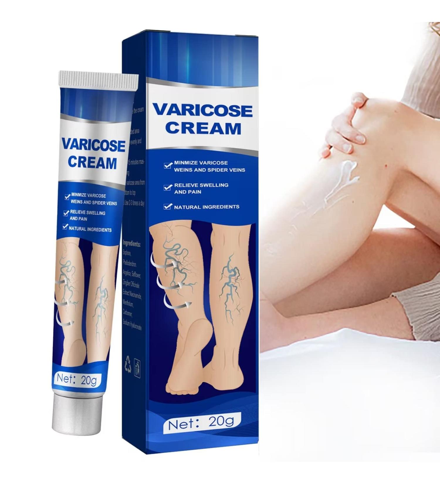 Varicose Veins Cream for Natural Treatment - Strengthen Capillary Health, Improve Blood Circulation - 20g - Buy Online on GoSupps.com