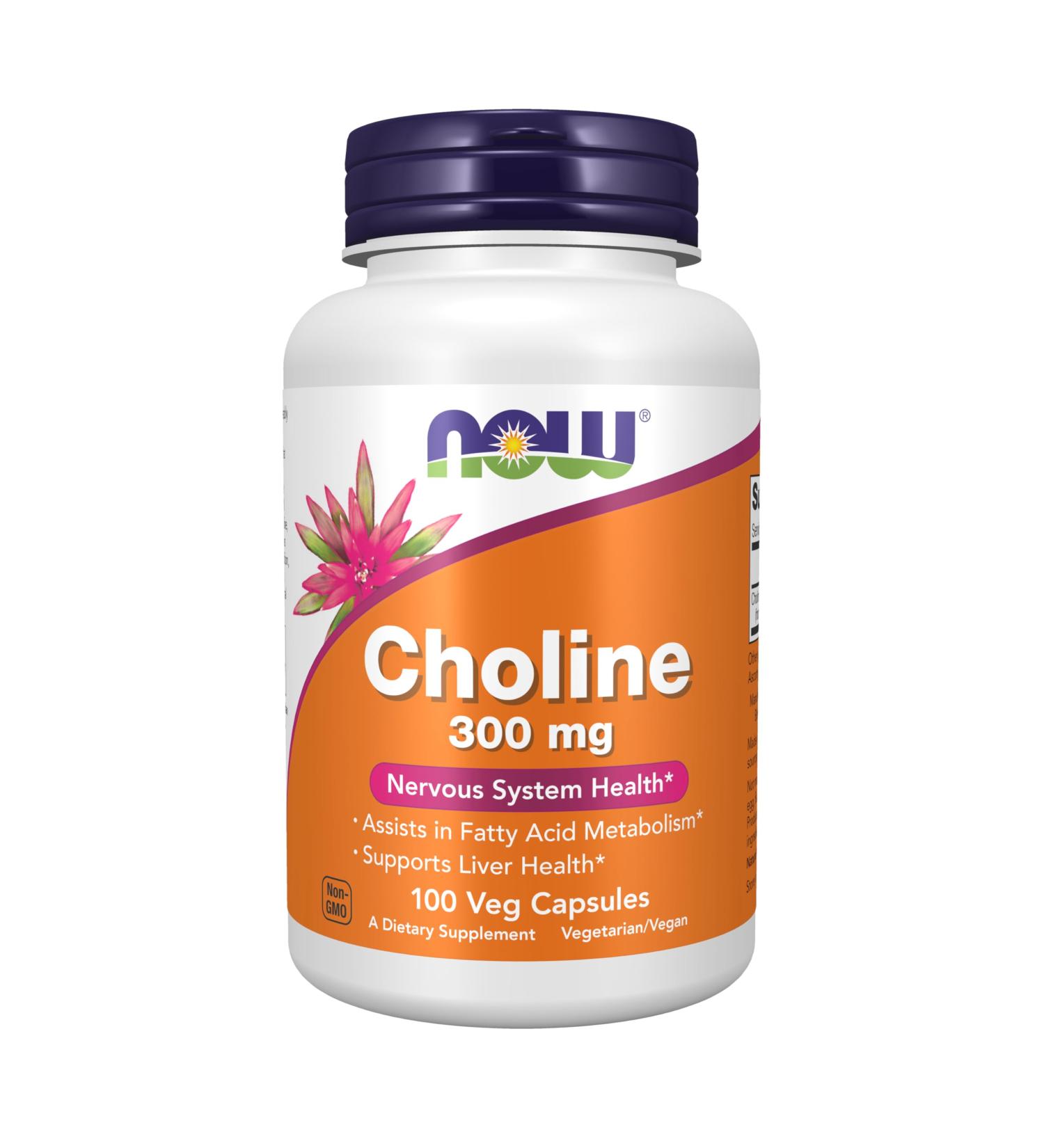 Now Supplements Choline 300 mg 100 Veg Capsules - Supports Nervous System and Liver Health* Vegan 100 Count (Pack of 1) - Buy Online on GoSupps.com