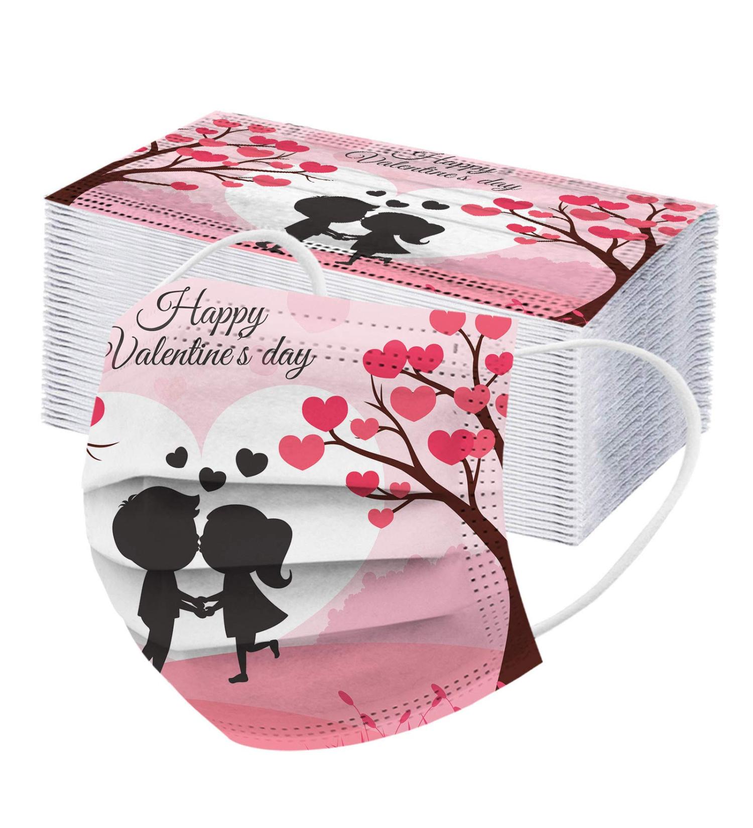 ZQP 50PCS Valentine's Day Disposable Face_Mask for Lover 3 Ply Breathable Safty Earloops Bandanas for Women Men Cute Sweet Heart Shapes Romantic Love Balaclava Valentine's Day - Buy Online on GoSupps.com