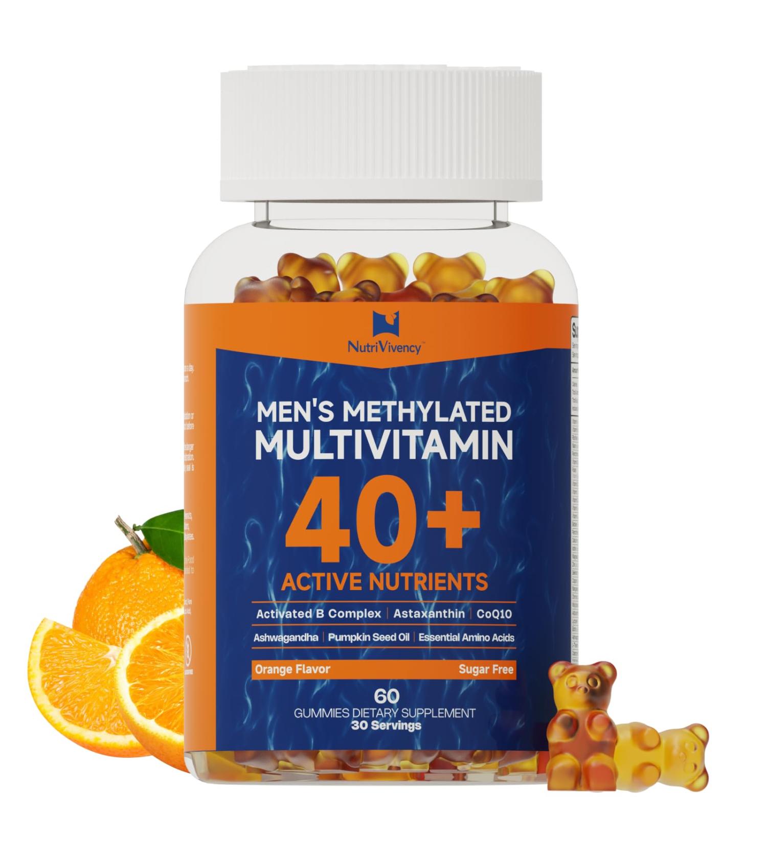 Methylated Multivitamins for Men Gummies, Mens Multivitamin Gummies, Vitamin A, C, D3, K2, E, B6, B12, B Complex, Magnesium, CoQ10, Ashwagandha, Pumpkin seed oil, Astaxanthin, Sugar Free, Vegan, 60 ct - Buy Online on GoSupps.com