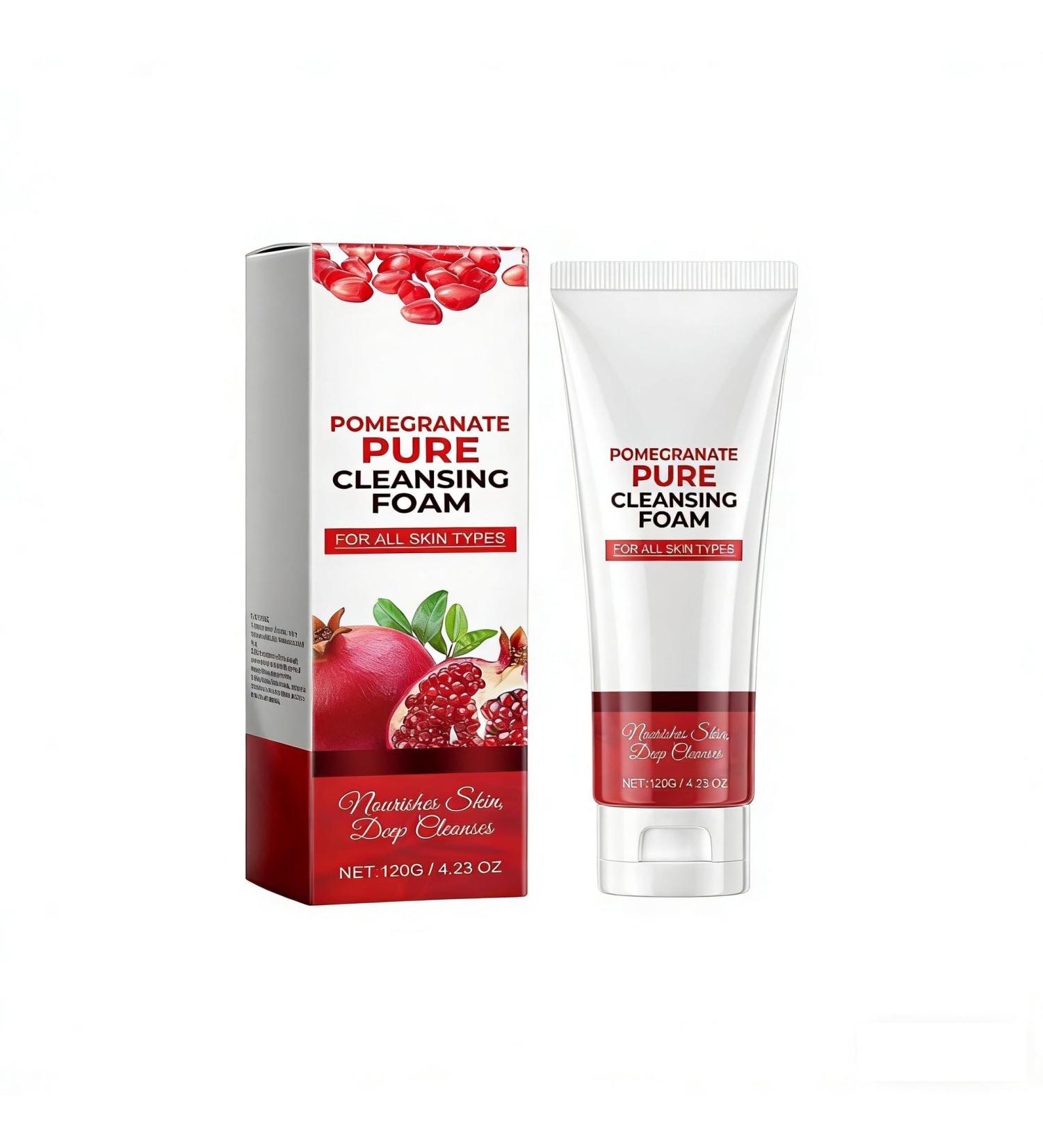 Pomegranate Pure Cleansing Foam - Gentle Daily Face Wash for All Skin Types with Fruit Extract & Aloe Nourishing and Deep Cleansing 120g - Buy Online on GoSupps.com
