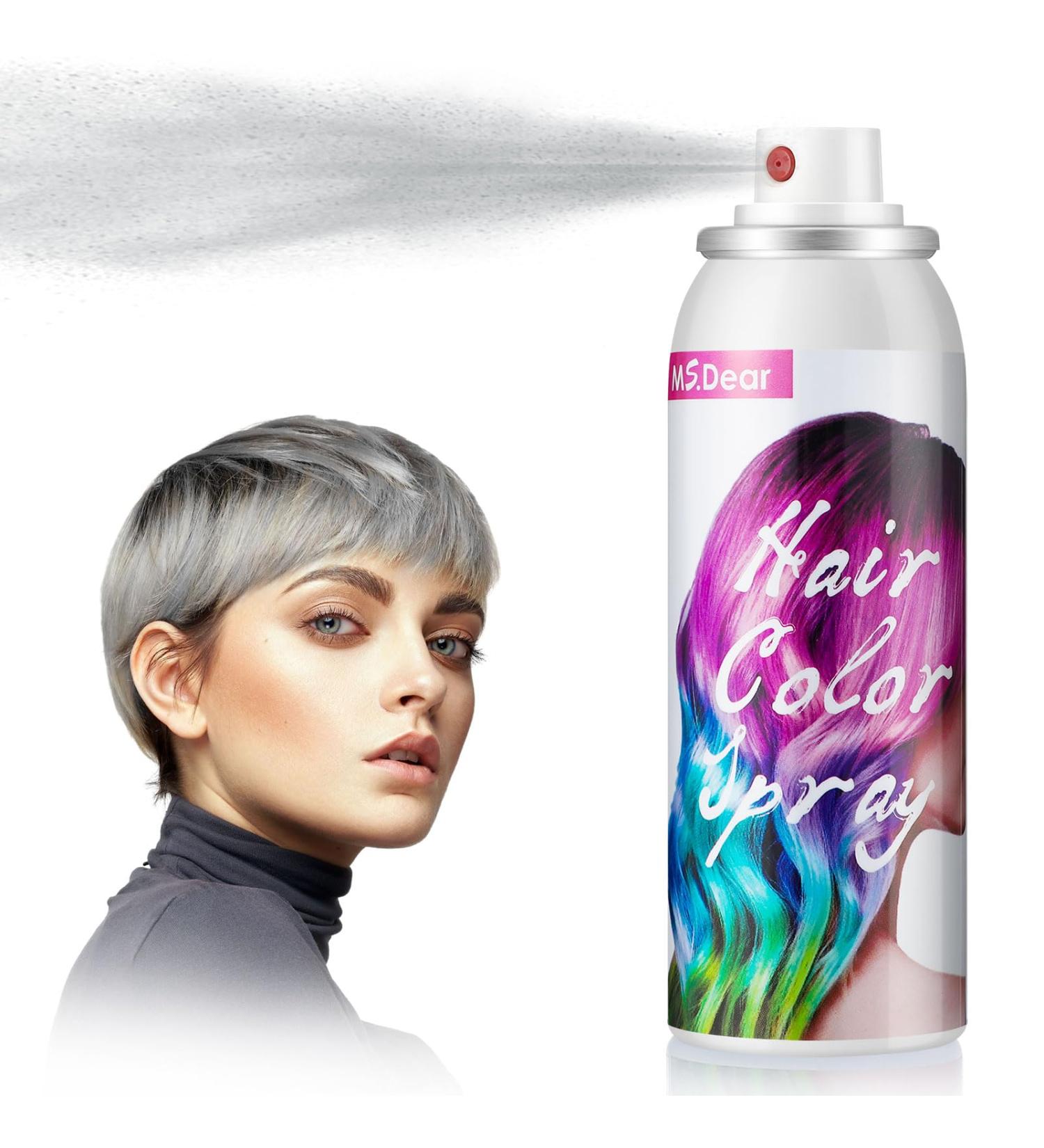Gray Hair Spray Color ONE-TIME USE Colors for Crazy Hair Day Temporary Hair Dye Spray for Christmas Party - 1-Day Washable 100ML - Buy Online on GoSupps.com