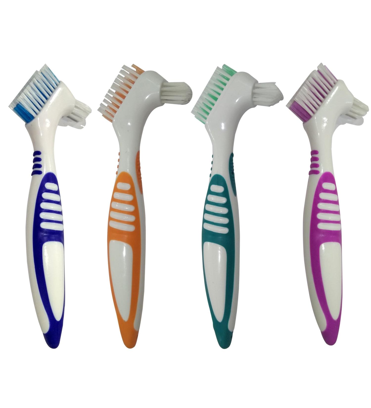 Gus Craft 4-Pack Denture Cleaning Brush Set - Premium Hygiene Denture Cleaner with Multi-Layered Bristles & Ergonomic Handle (Multiple Colors) - Buy Online on GoSupps.com