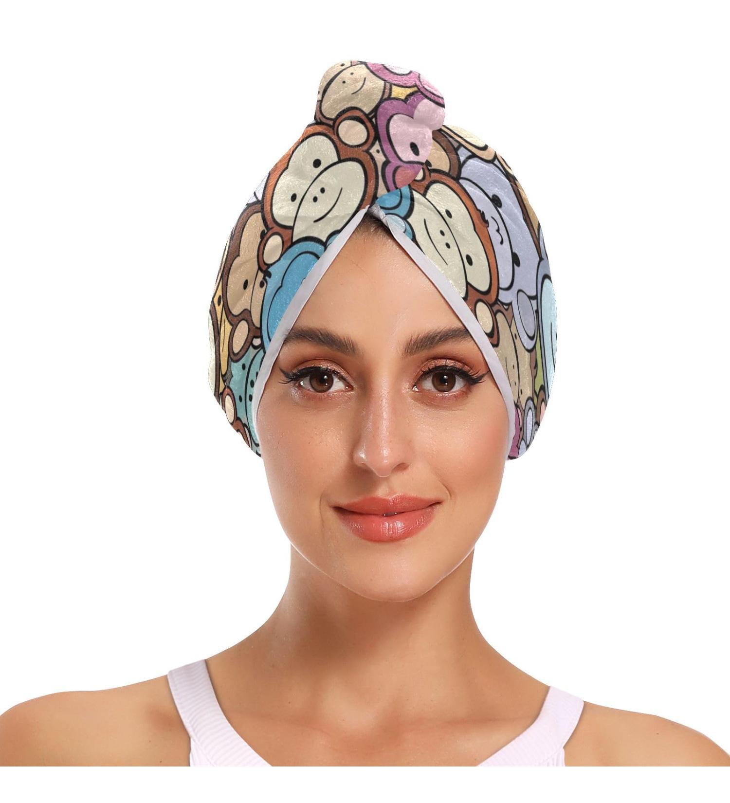 Small Monkey Hair Towel 2 Pack | Super Absorbent Quick Dry Hair Turbans for Women & Girls - Buy Online on GoSupps.com