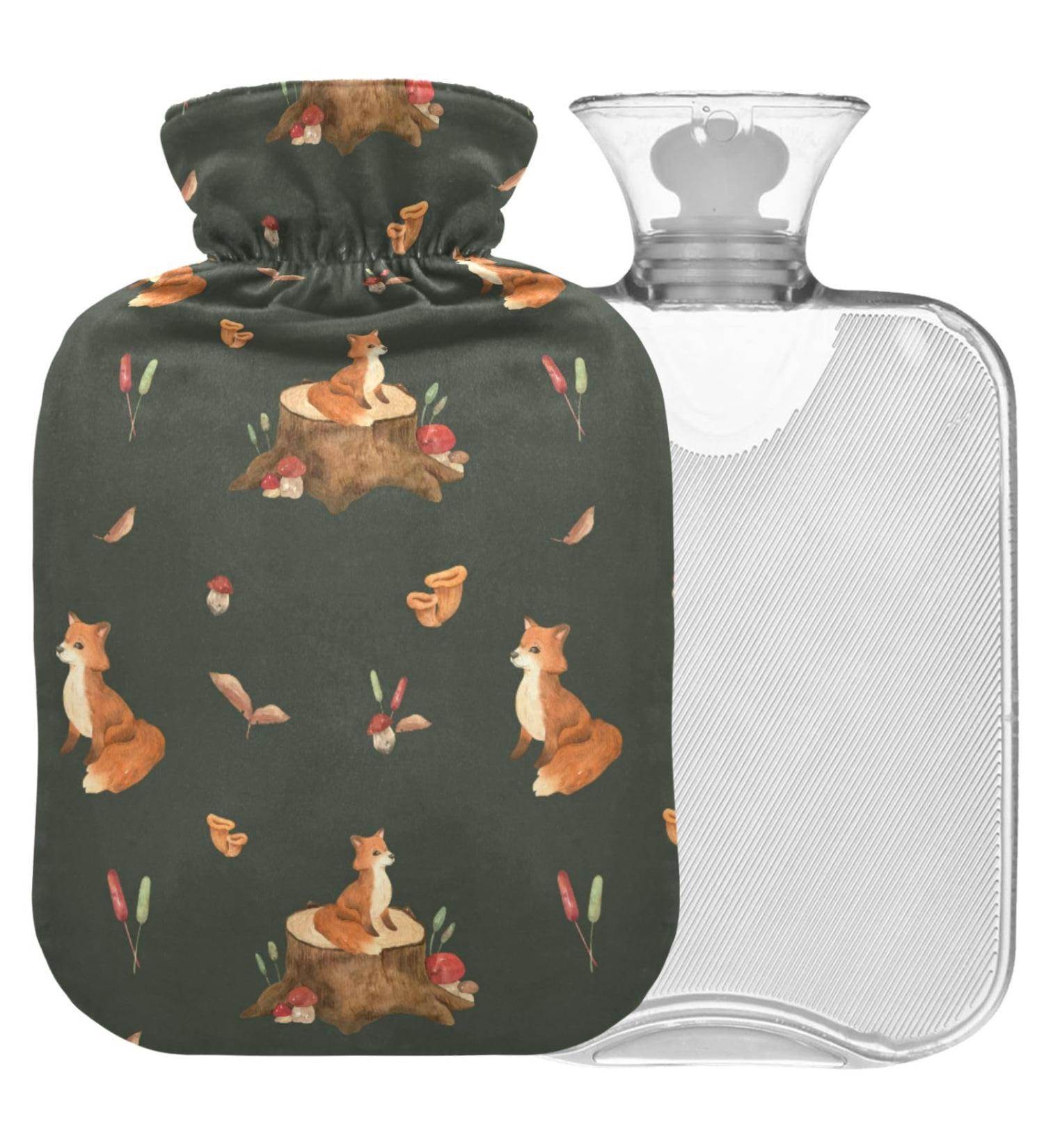 Naanle Autumn Fox Hot Water Bottle | 1L Transparent Warm Water Bottle for Pain Relief & Cold Therapy | Perfect Bed Hand & Feet Warmer - Buy Online on GoSupps.com