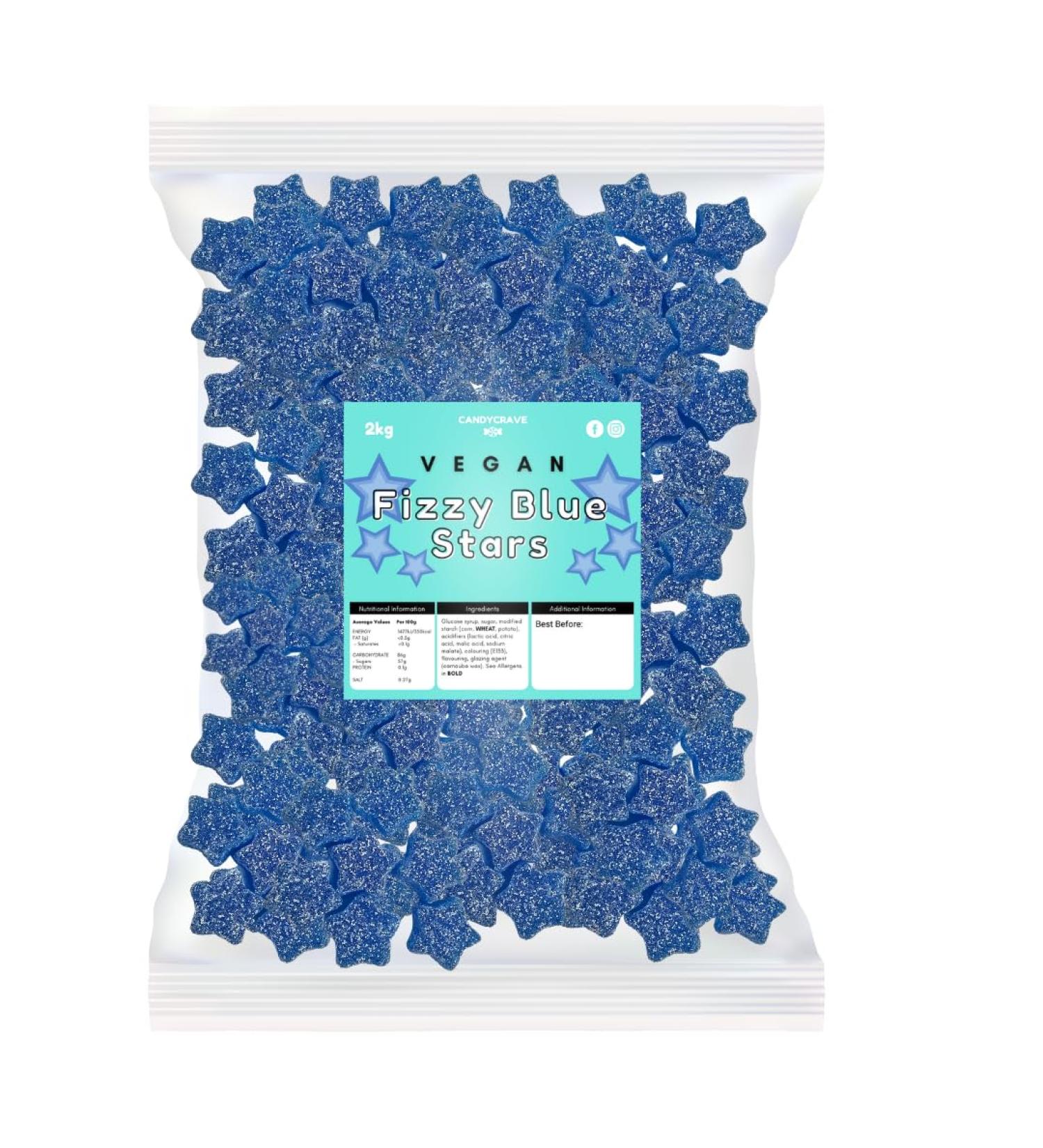 Candycrave - Vegan Fizzy Blue Stars 2Kg Bulk Bag - Buy Online on GoSupps.com
