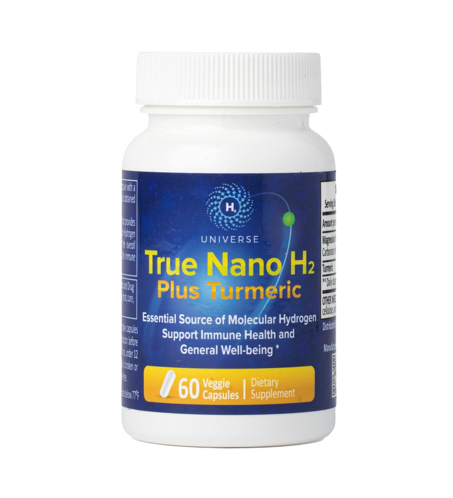 True Nano H2 with Turmeric | Boosts Energy & Antioxidant | 60 Capsules - Buy Online on GoSupps.com
