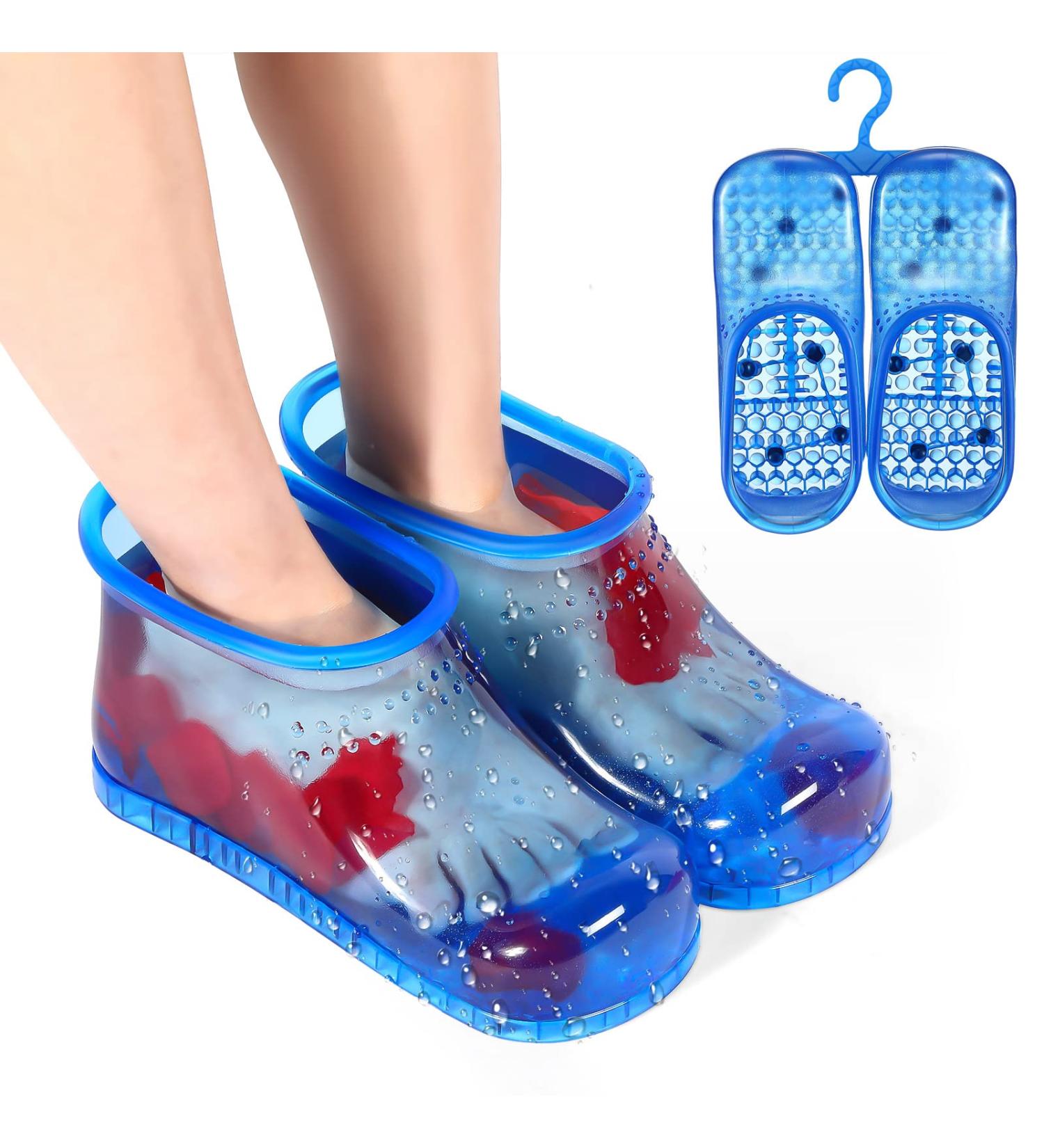 Newcotte Portable Massage Foot Bath Shoes - Large Foot Soak Boots for Thermal Massage, Promotes Blood Circulation in Feet, Toes, and Ankles (Blue) - Buy Online on GoSupps.com