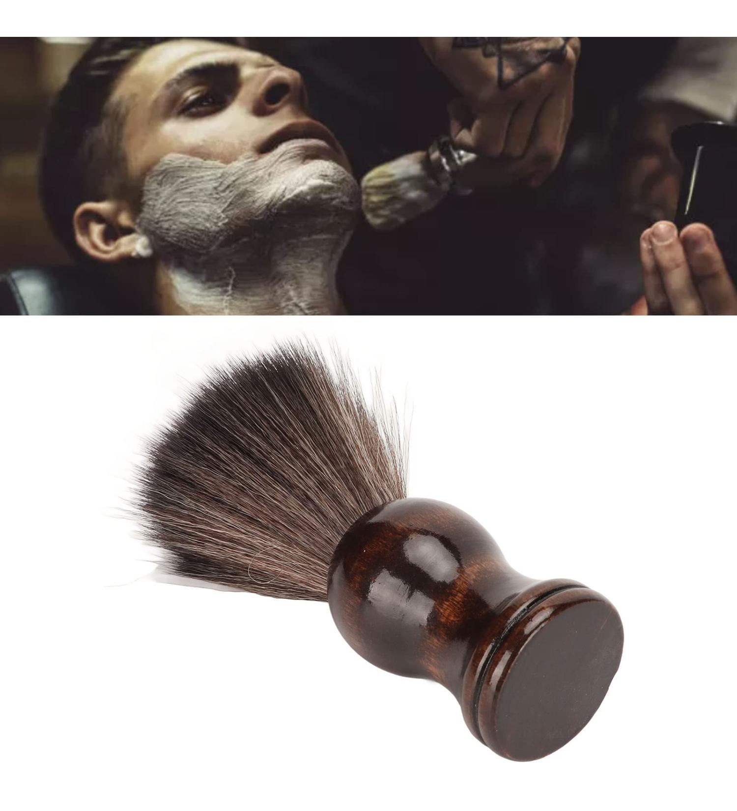 Men's Wooden Handle Razor Brush - Soft Nylon Hair Facial Cleaning & Shaving Tool - Buy Online on GoSupps.com