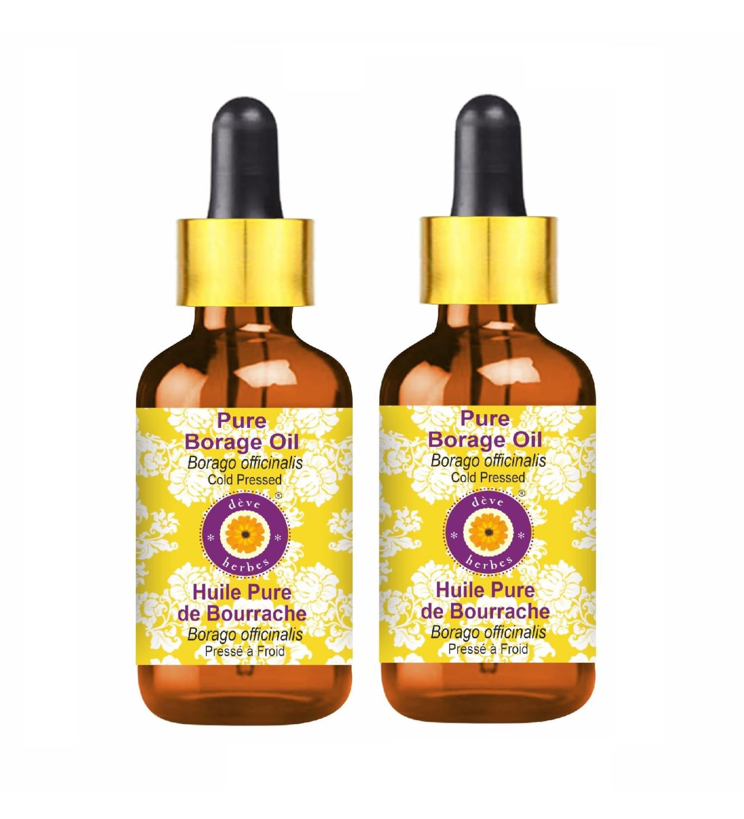 d ve herbes Pure Borage Oil (Borago officinalis) with Glass Dropper Cold Pressed (Pack of Two) 100ml X 2 (6.76 oz) - Buy Online on GoSupps.com