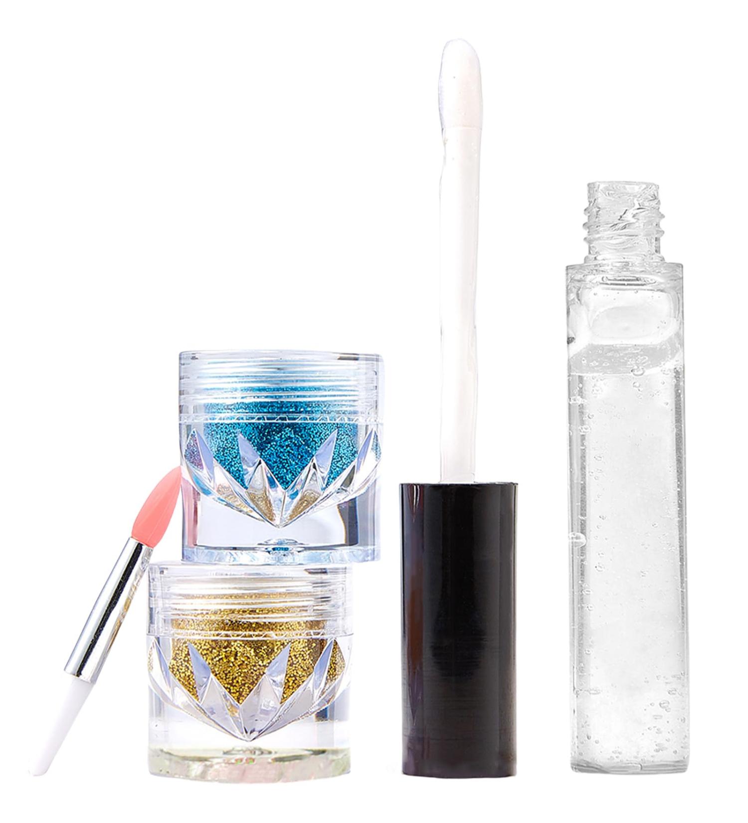 Scnvsi Two Colors Glitter Lip Set Glitter Makeup Lipstick Lip Gloss Glitter Lipstick Makeup Powder Set for Lips Nails Art - Buy Online on GoSupps.com