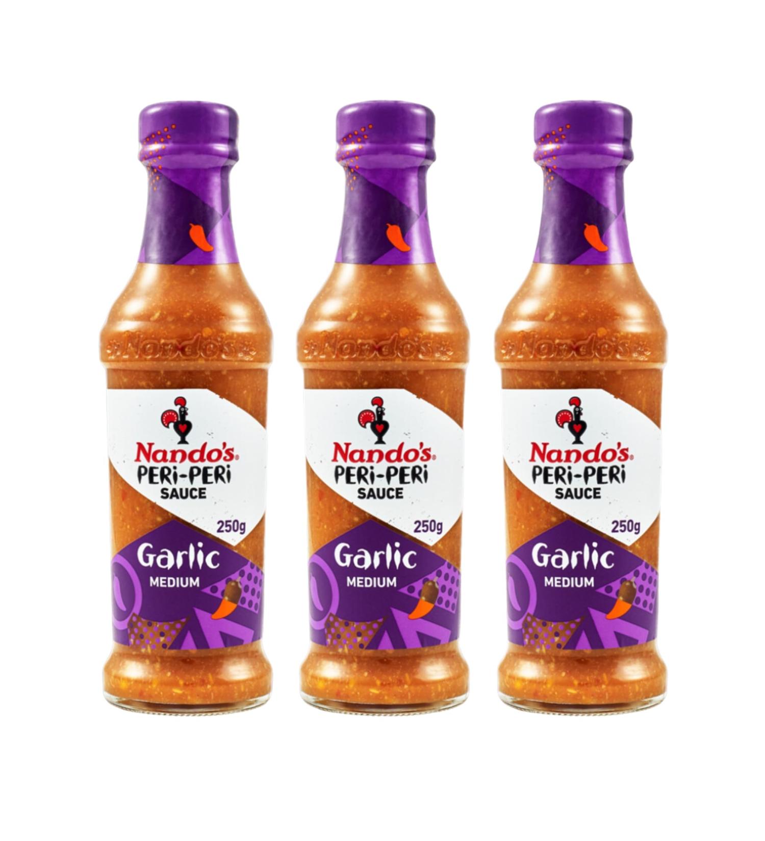 Nando's Sauce PERi-PERi l'Ail - Moyennement Piquante - Lot de 3 x 250g - Buy Online on GoSupps.com