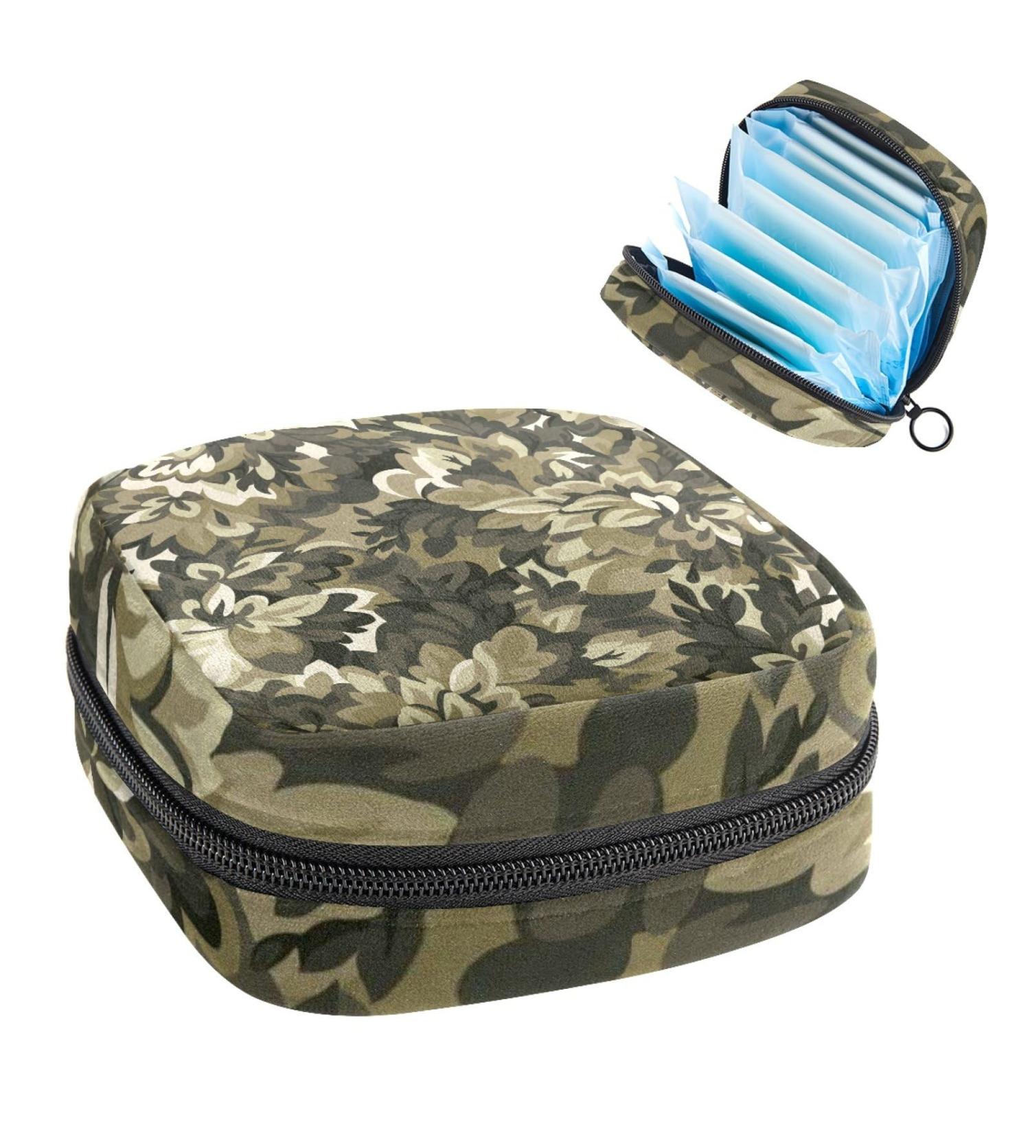Camouflage Flower Sanitary Napkin Storage Bag - Portable Period Kit for Women & Teens, Menstrual Cup Pouch - Buy Online on GoSupps.com