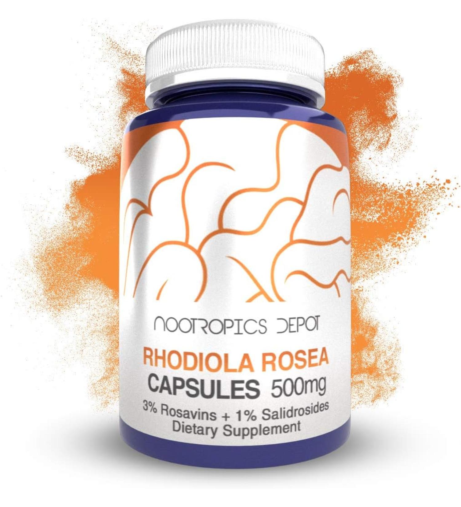 Nootropics Depot Rhodiola Rosea Capsules 500mg | 3% Rosavins | 60 Count | Adaptogen Herb | Ayurvedic Supplement for Stress & Brain Health - Buy Online on GoSupps.com