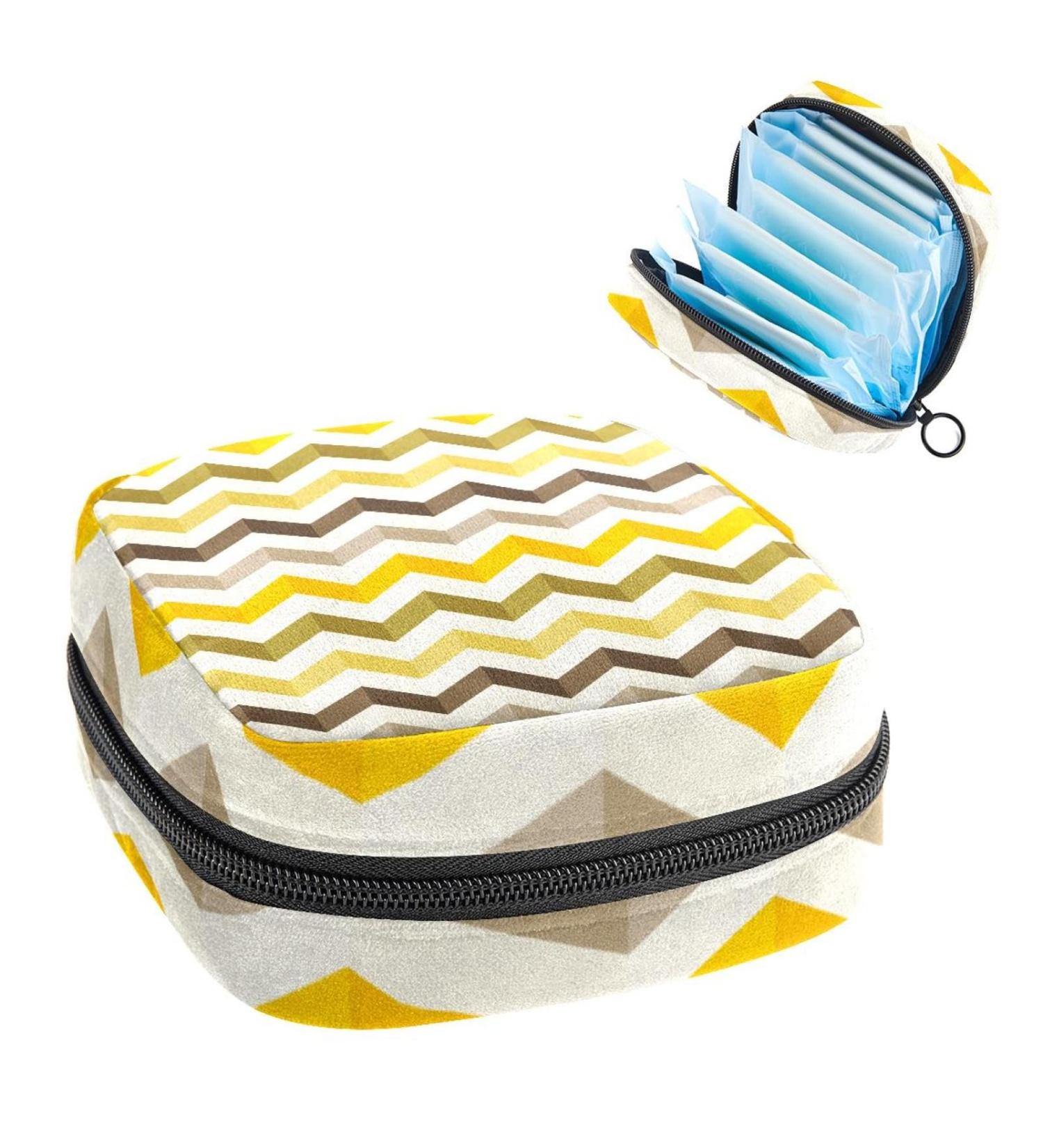 Colorful Wave Stripes Period Bag - Sanitary Napkin Storage & Travel Makeup Pouch - Buy Online on GoSupps.com
