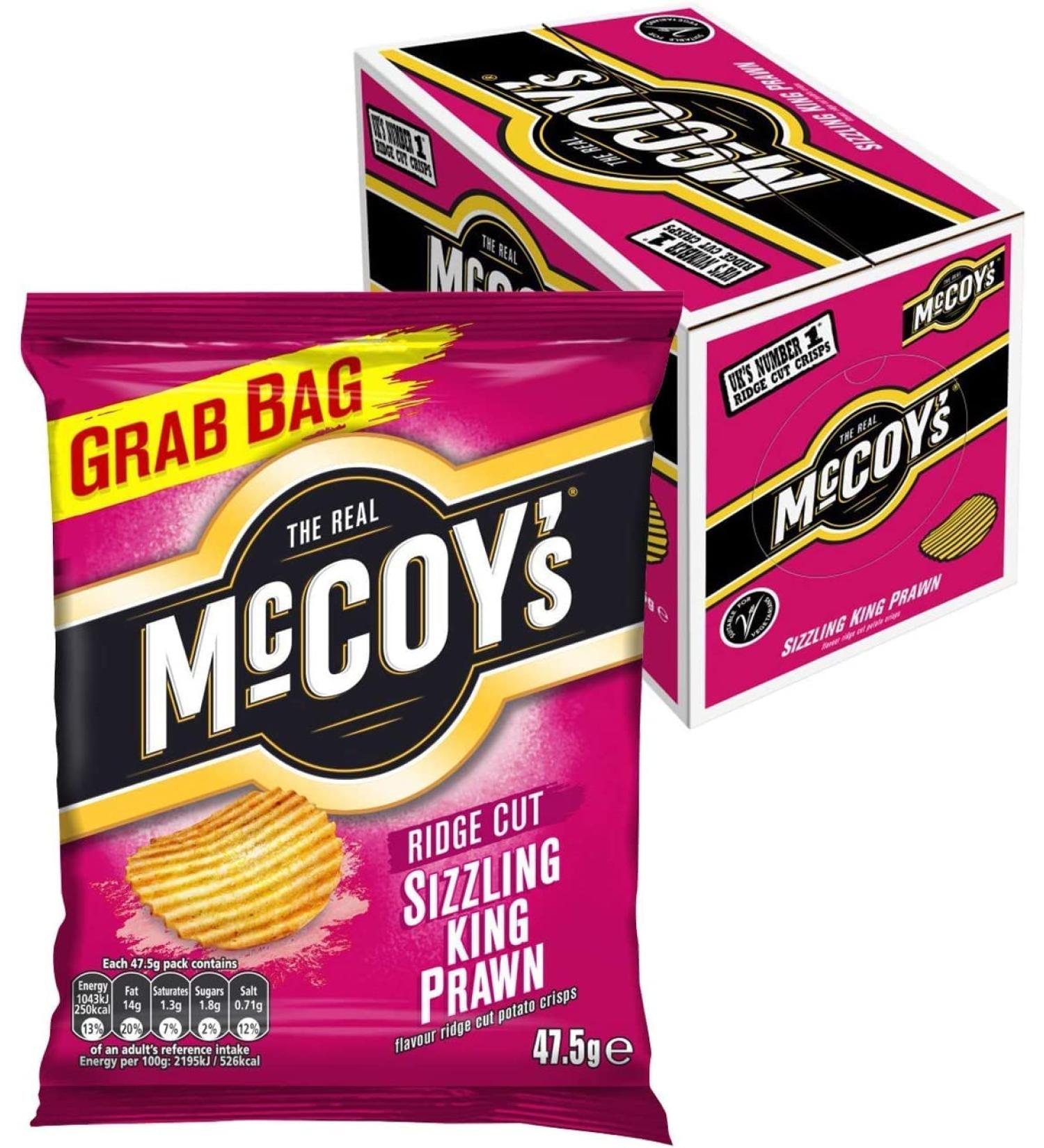 McCoy's Ridge Cut Crisps 36x45g (Sizzling King Prawn)