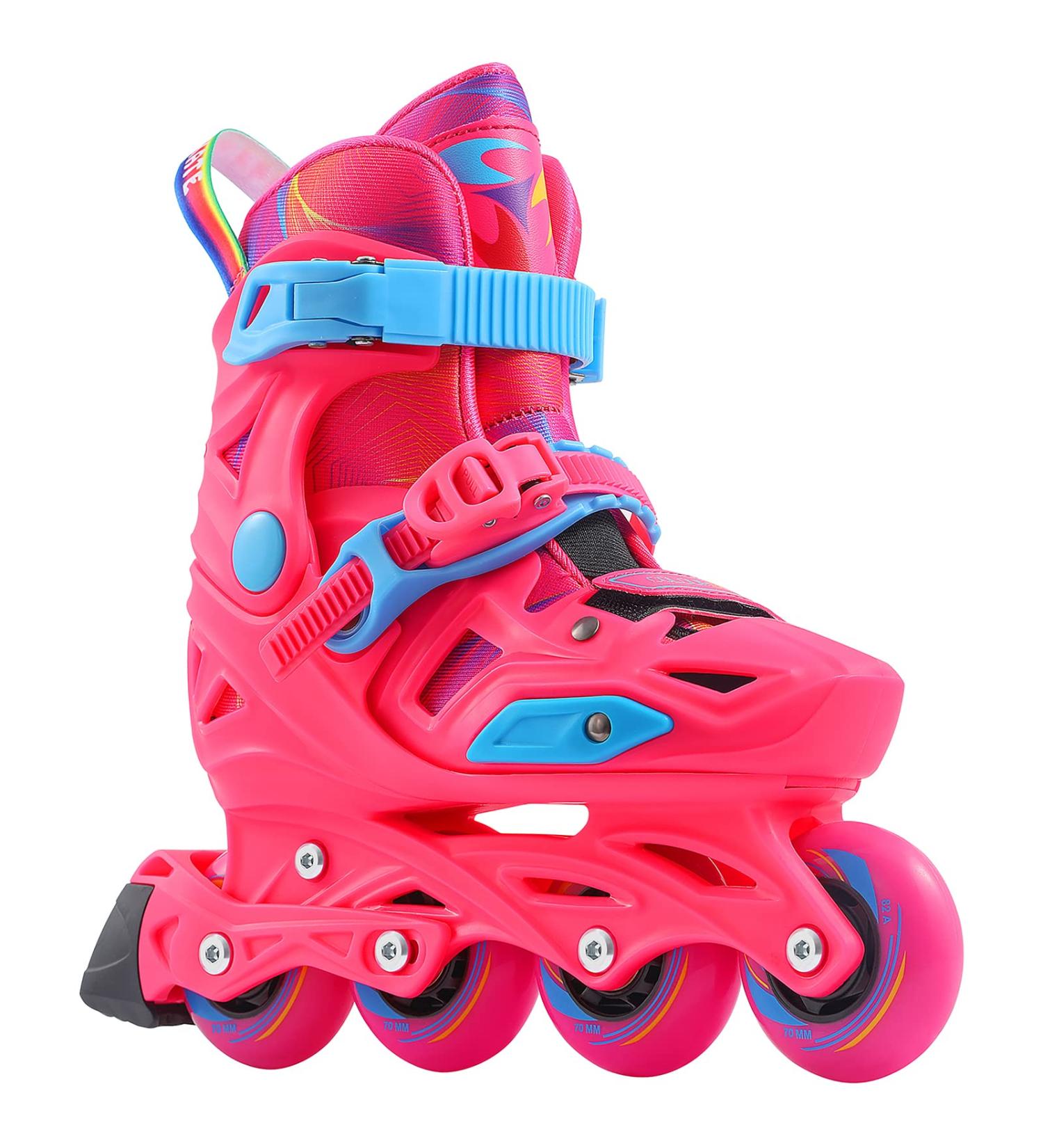 OLYMROLLA Adjustable Inline Skates for Boys Girls Youth - Pink, Medium Unisex Size US 2-4.5 EU 33-36 | Outdoor Roller Blades with PU Wheels and ABEC-7 Bearings - Buy Online on GoSupps.com
