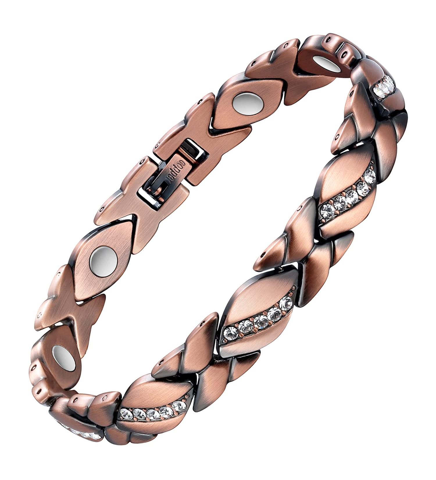 Jecanori Copper Bracelets for Women - Magnetic Arthritis Pain Relief Therapy - 99.9% Pure Copper Crystal - Jewelry Gift Set with Adjust Tool - Buy Online on GoSupps.com