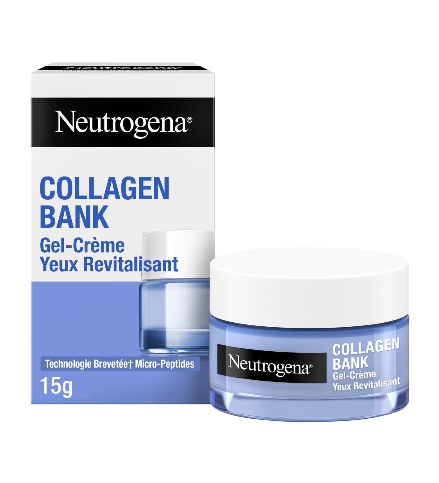 Neutrogena Gel-Cr me Yeux Revitalisant Collagen Bank (pot de 15 g) Cr me yeux anti-cernes pour aider pr server le collag ne Soin contour des yeux pour r duire visiblement cernes & poches - Buy Online on GoSupps.com