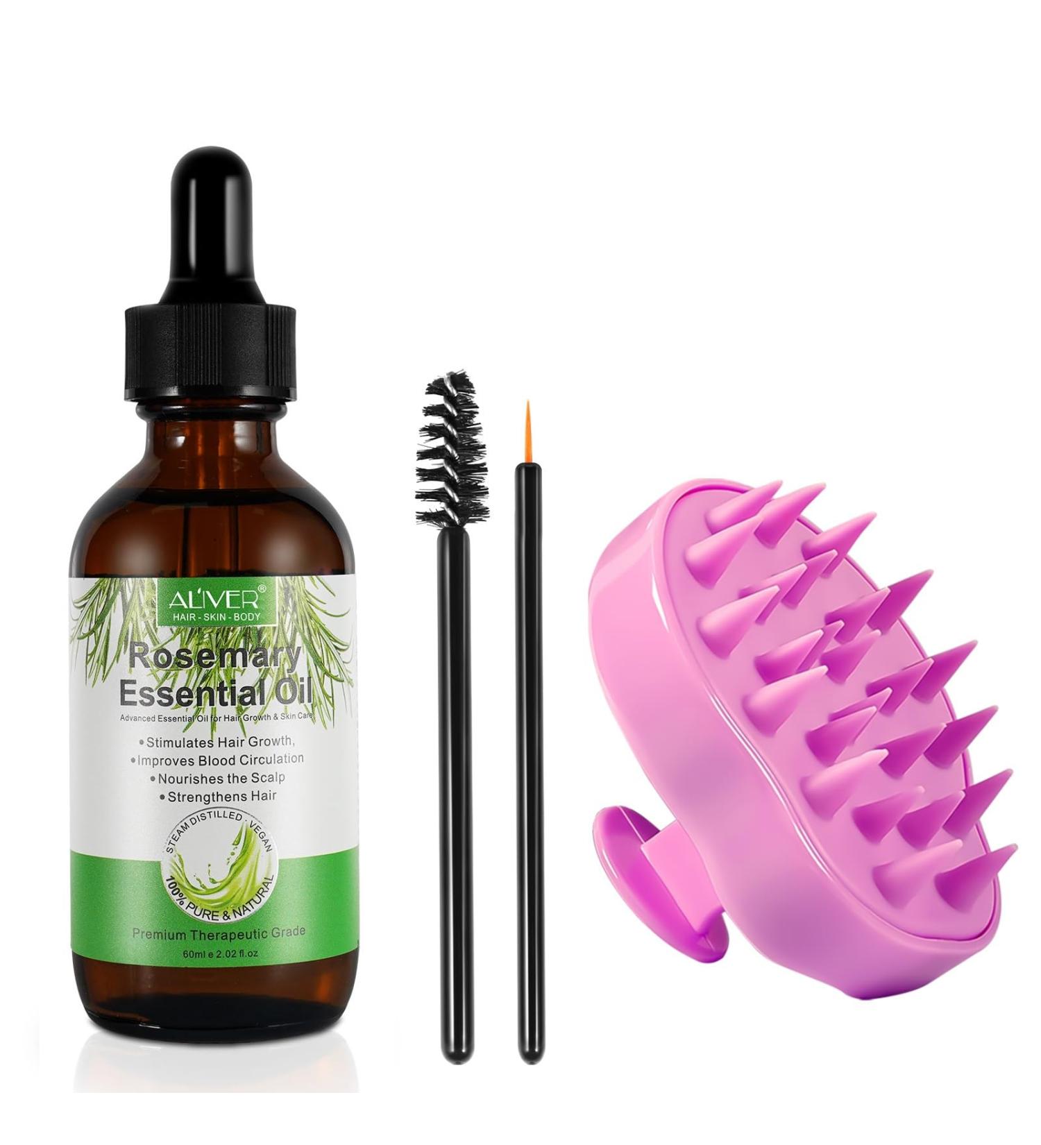 Rosemary Oil Hair Scalp Massage Brush | Nourishing Rosemary Oil for Skin & Scalp Care - Buy Online on GoSupps.com