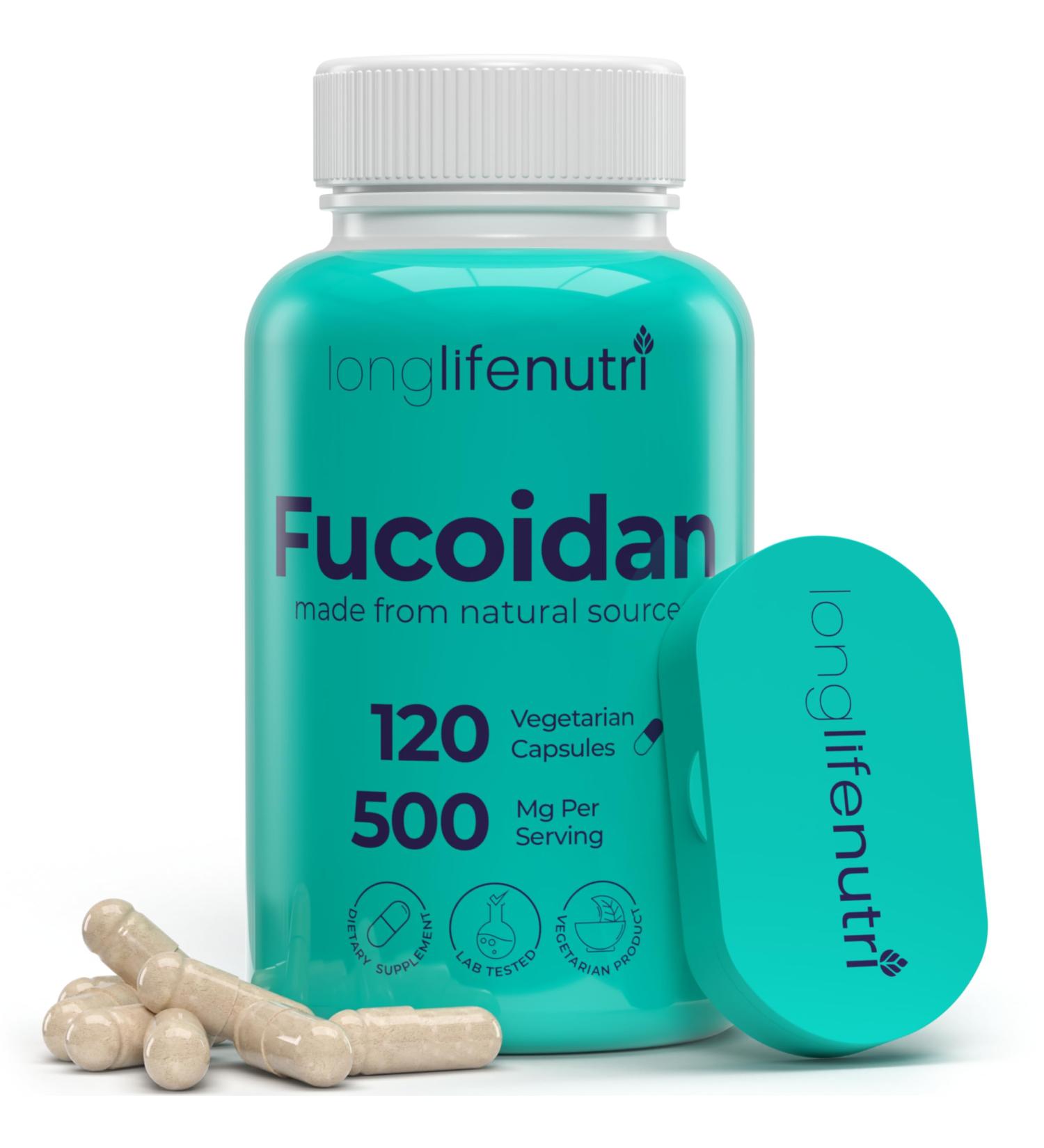 Fucoidan 500mg Brown Seaweed Extract Supplement from a Natural Source of Fucoidan & Fucoxanthin | 120 Vegetarian Capsules for Energy & Wellness | Made in USA GMP Certified 120 Count (Pack of 1) - Buy Online on GoSupps.com
