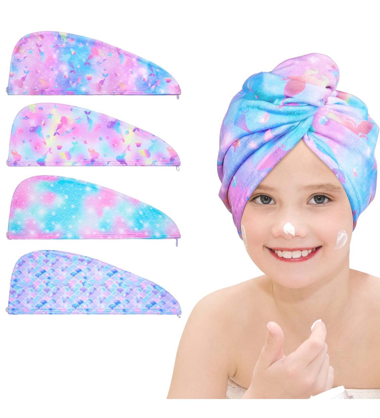 Basumee Microfiber Hair Towel Wrap Set for Rapid Drying - Colorful Mermaid Design - Buy Online on GoSupps.com