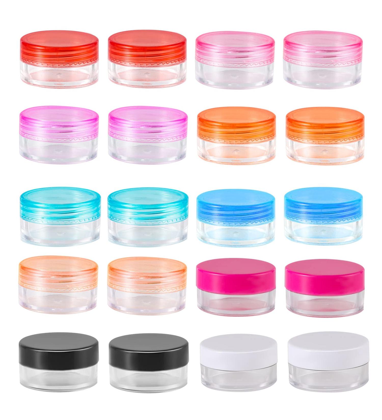 20 Piece Small Jaws Travel Jar Set - Clear Cosmetic Containers with Screw Lids (5ml 10 Colors) | Perfect for Lotion Creams & Travel - Buy Online on GoSupps.com