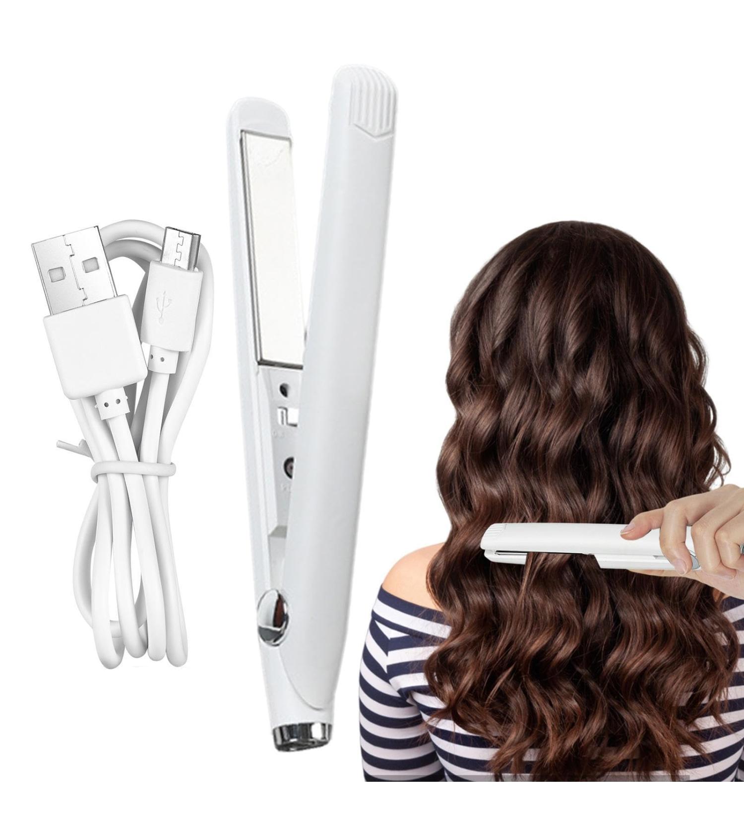 Travel Hair Straightener & Curler - 2 in 1 Fast Heating Flat Iron Lightweight USB-Powered Mini Iron for Women & Girls - Buy Online on GoSupps.com