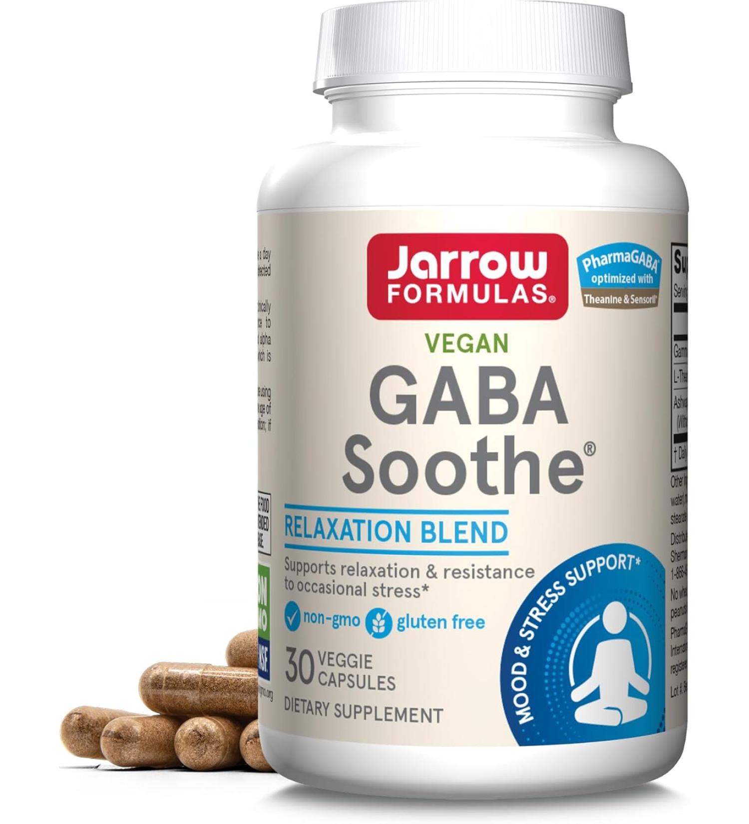 Jarrow Formulas GABA Soothe - 30 Veggie Caps for Relaxation & Stress Relief - Buy Online on GoSupps.com