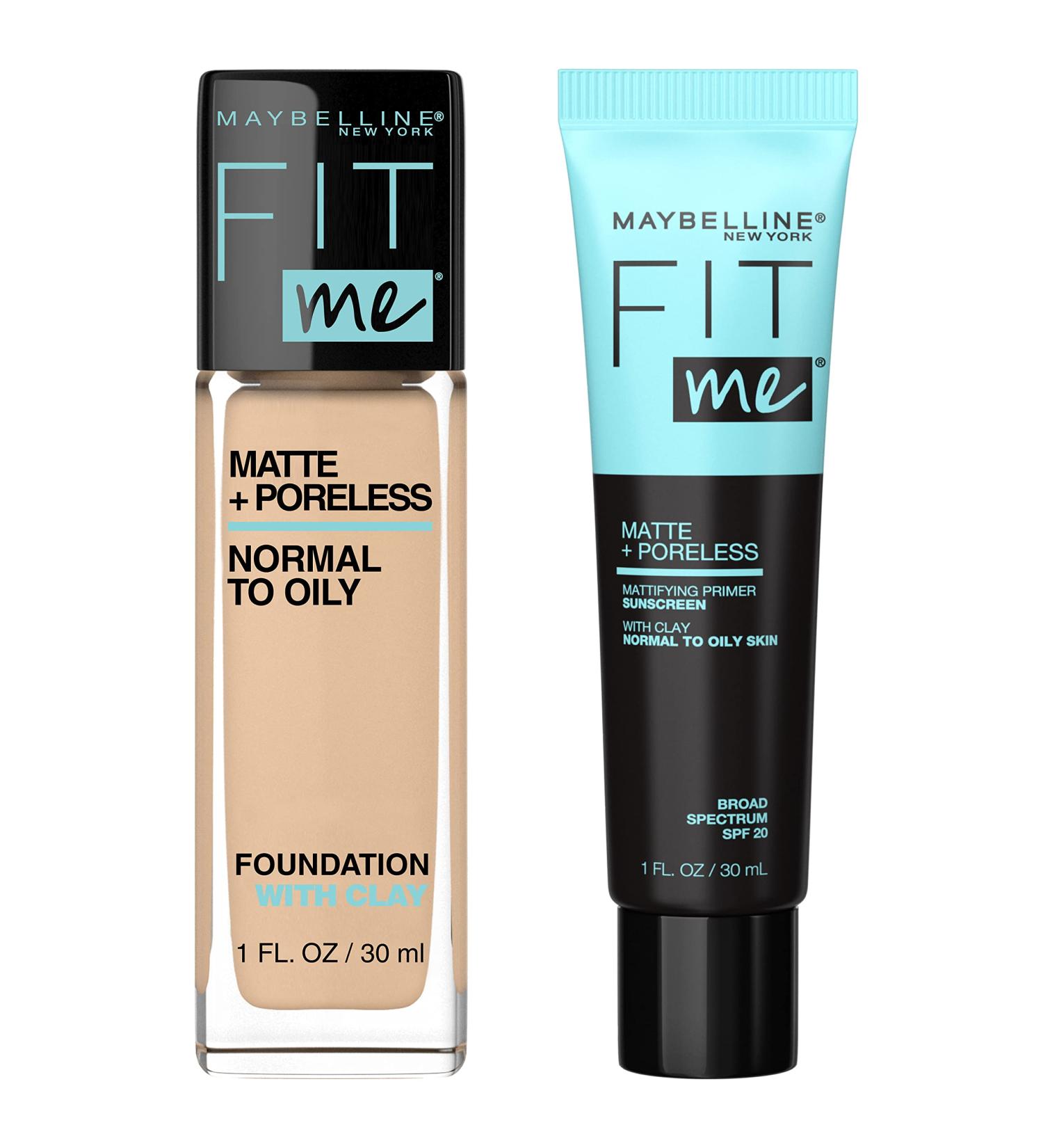 Maybelline Fit Me Natural Beige Foundation & Mattifying Primer Bundle (2 Count) - Buy Online on GoSupps.com
