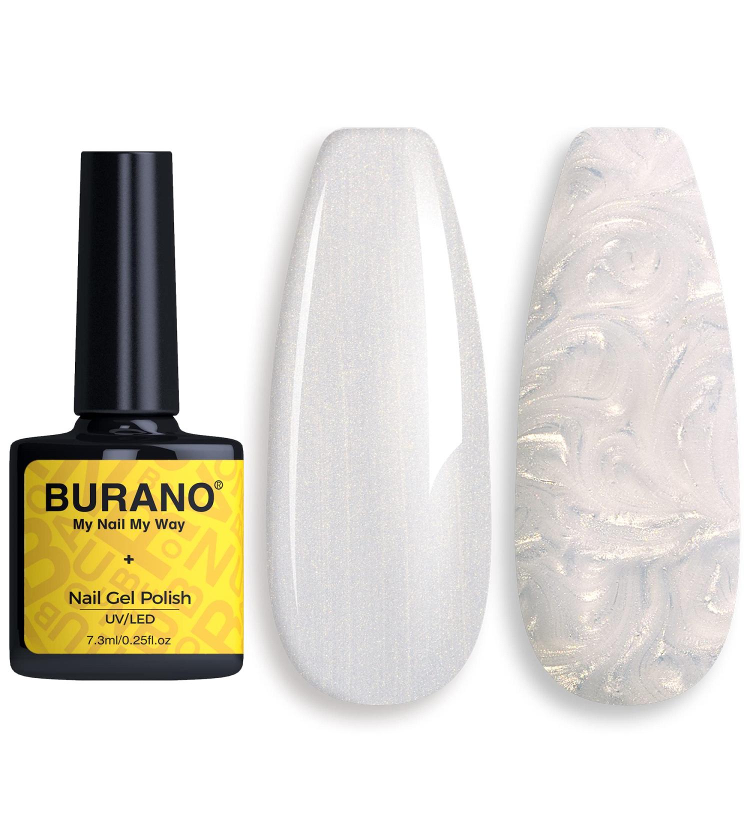BURANO White Pearl Mermaid Glitter Gel Nail Polish - Shimmer Drawing Shell Thread UV LED Gel for DIY & Salon - LW3 - Buy Online on GoSupps.com