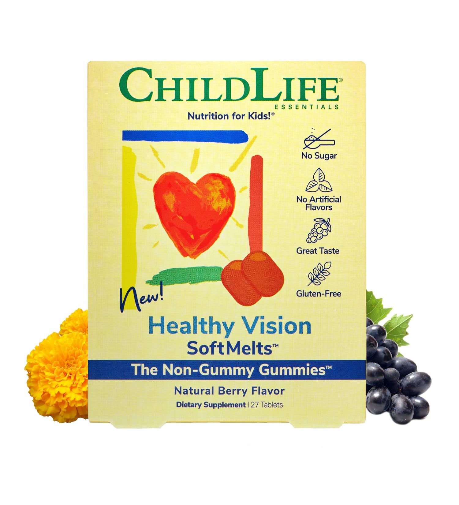 ChildLife Healthy Vision SoftMelts - Natural Berry Flavor, 27 Tablets for Kids - Buy Online on GoSupps.com