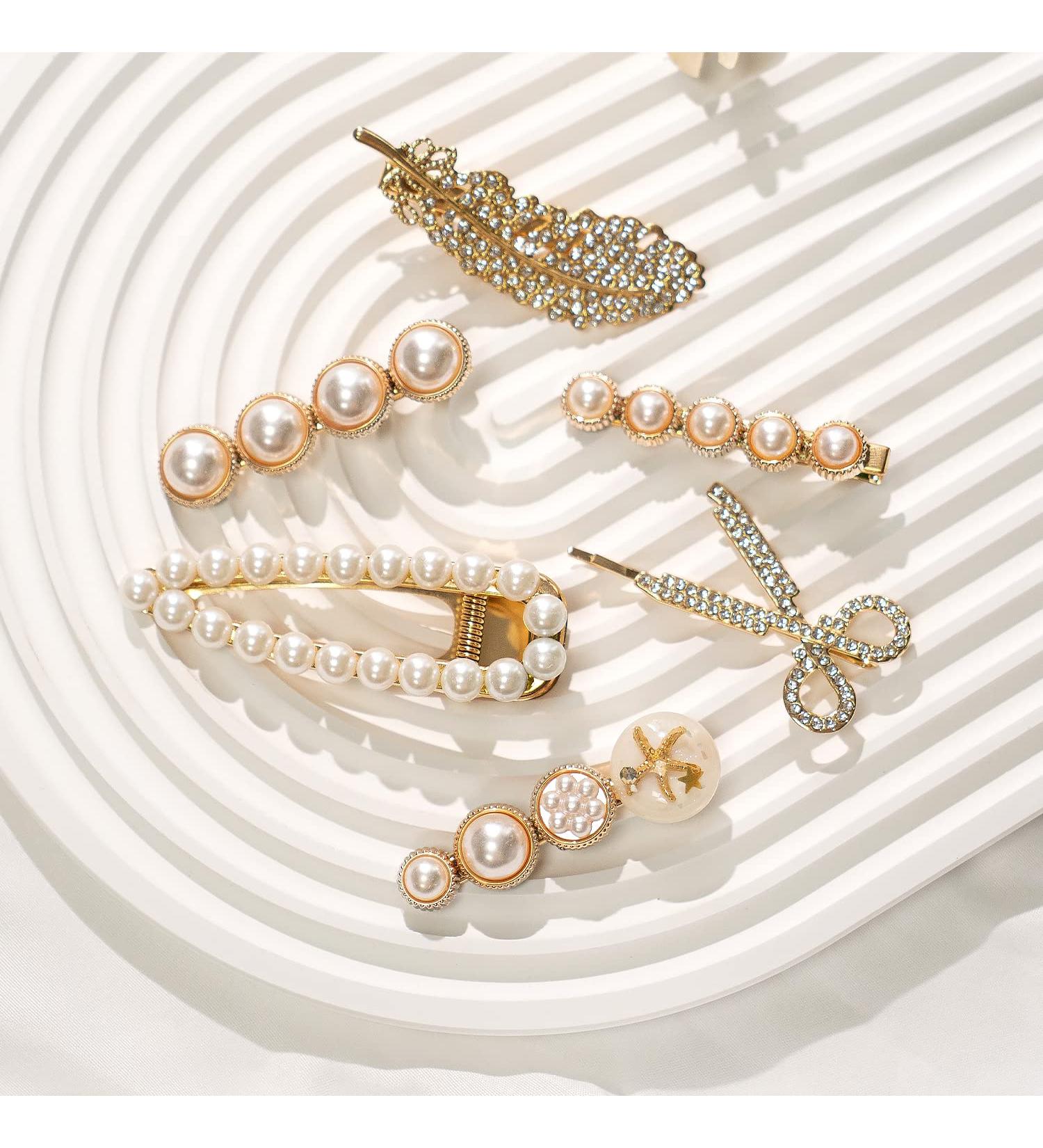 Doubro Pearl Hair Clips Set - 6PCS Metal Hair Barrettes for Women & Girls - Strong Hold Nonslip Hairpins - Perfect Birthday or Valentine's Day Gift - White - Buy Online on GoSupps.com