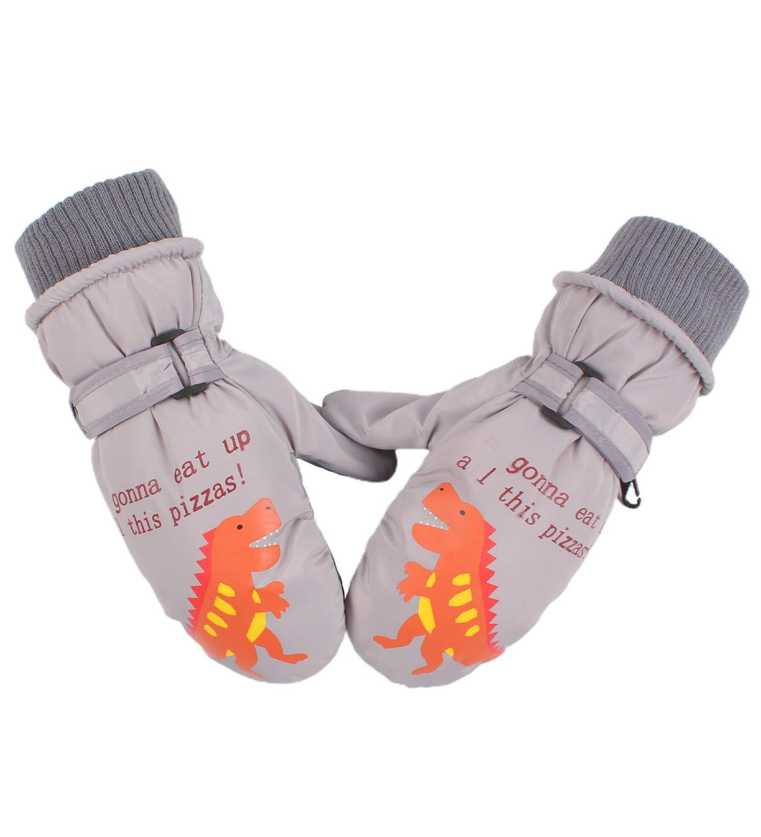 XIAOHAWANG Kids Ski Gloves - Waterproof Dinosaur Mittens for Boys and Girls (2-4 Years) - Grey - Buy Online on GoSupps.com