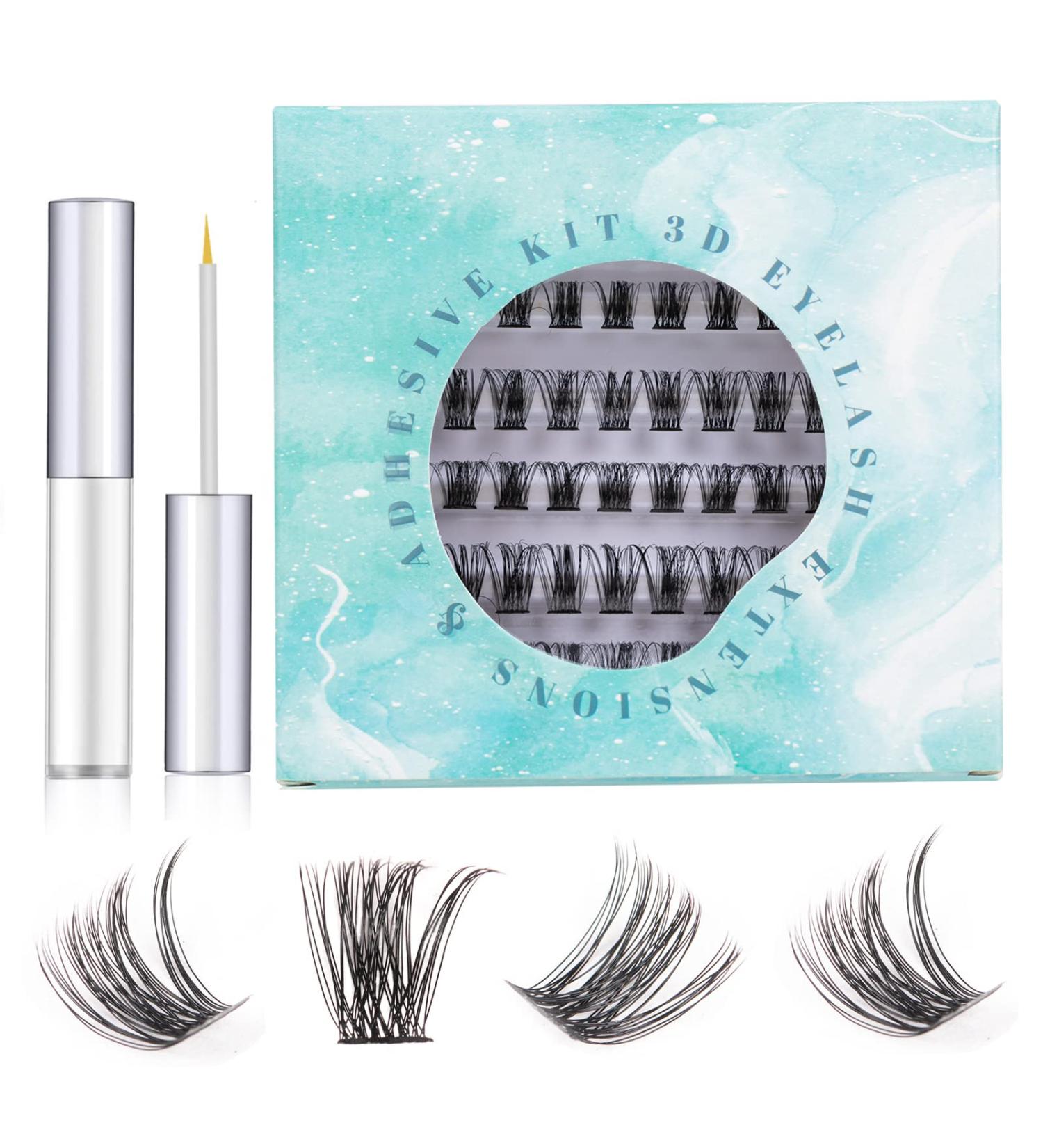 SISILILY Individual Cluster Lashes 60 Pcs Kit - Reusable 3D Eyelash Extensions in C CC D Curl - with Eyelash Glue - 10/12/14/15/16mm Length - DM14 - Buy Online on GoSupps.com