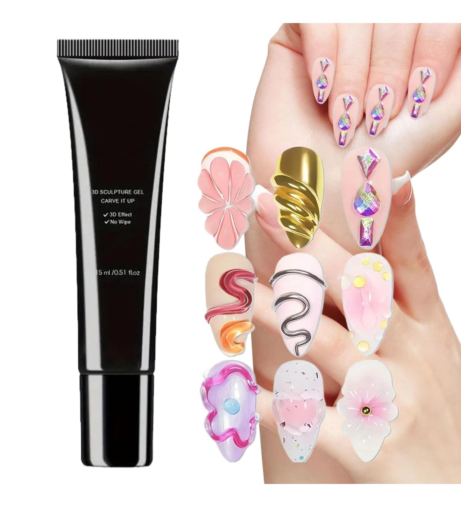 No 3D Nail Art Sculpting Gel Required | Carious Sculpting | Super Strong Adhesive for Diamond Jewelry Charm Gems | Nail Lamp Required - Buy Online on GoSupps.com