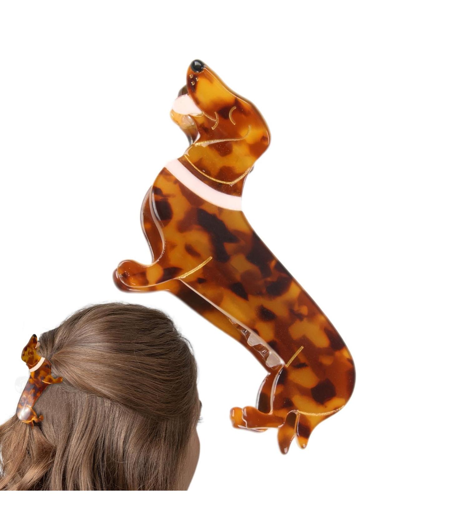 Dog Shaped Hair Clip - Small Hair Claws Dog Girl Hair Claw Funky Dachshund Personalised Hair Clip Acetate Dachshund Hair Claw Animal Hair Clips for Women Straight Curly Hair - Buy Online on GoSupps.com