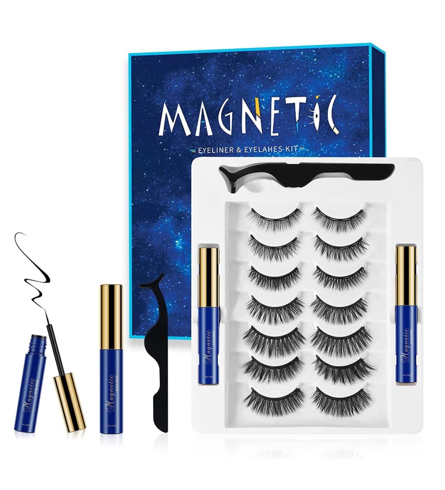 Magnetic False Eyelashes Natural Looking Magnetic Eyelashes Ultra Light and Easy to Use Waterproof False Eyelashes - No Glue Required 7 Pairs  - Buy Online on GoSupps.com