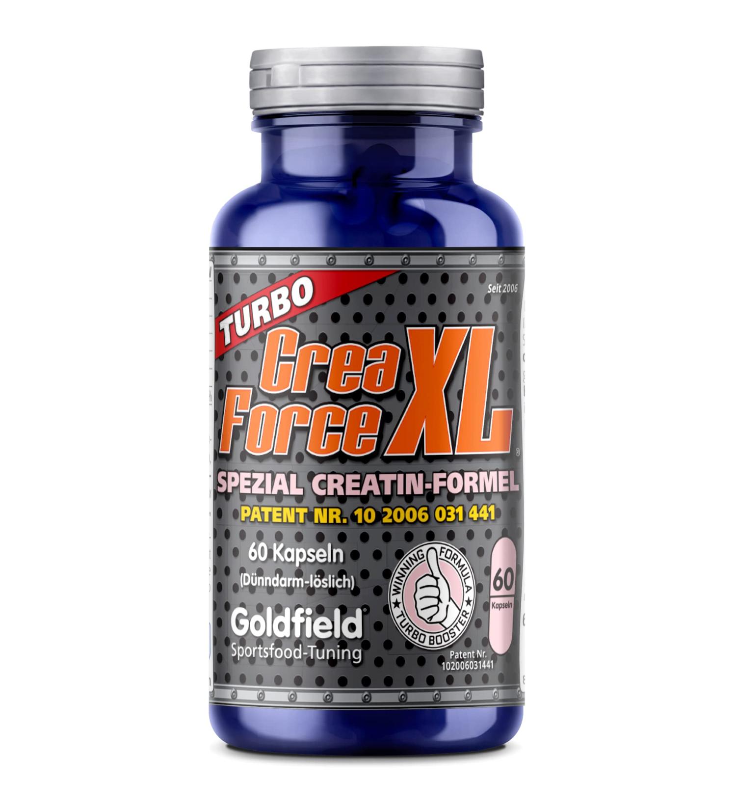 Buy Goldfield Crea Force XL - High Dose Creatine Capsules (60 Tablets) | No Water Retention & Unique Creatine Complex for Optimal Performance - Buy Online on GoSupps.com