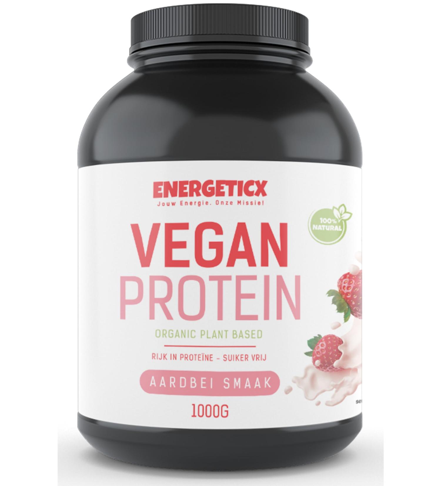 Energeticx Vegan Strawberry Protein Shake Sugar Free 25g High Quality Protein Natural Strawberry Flavor PlantBased Protein Source Ideal after Sports Without Artificial Flavors Creamy Texture