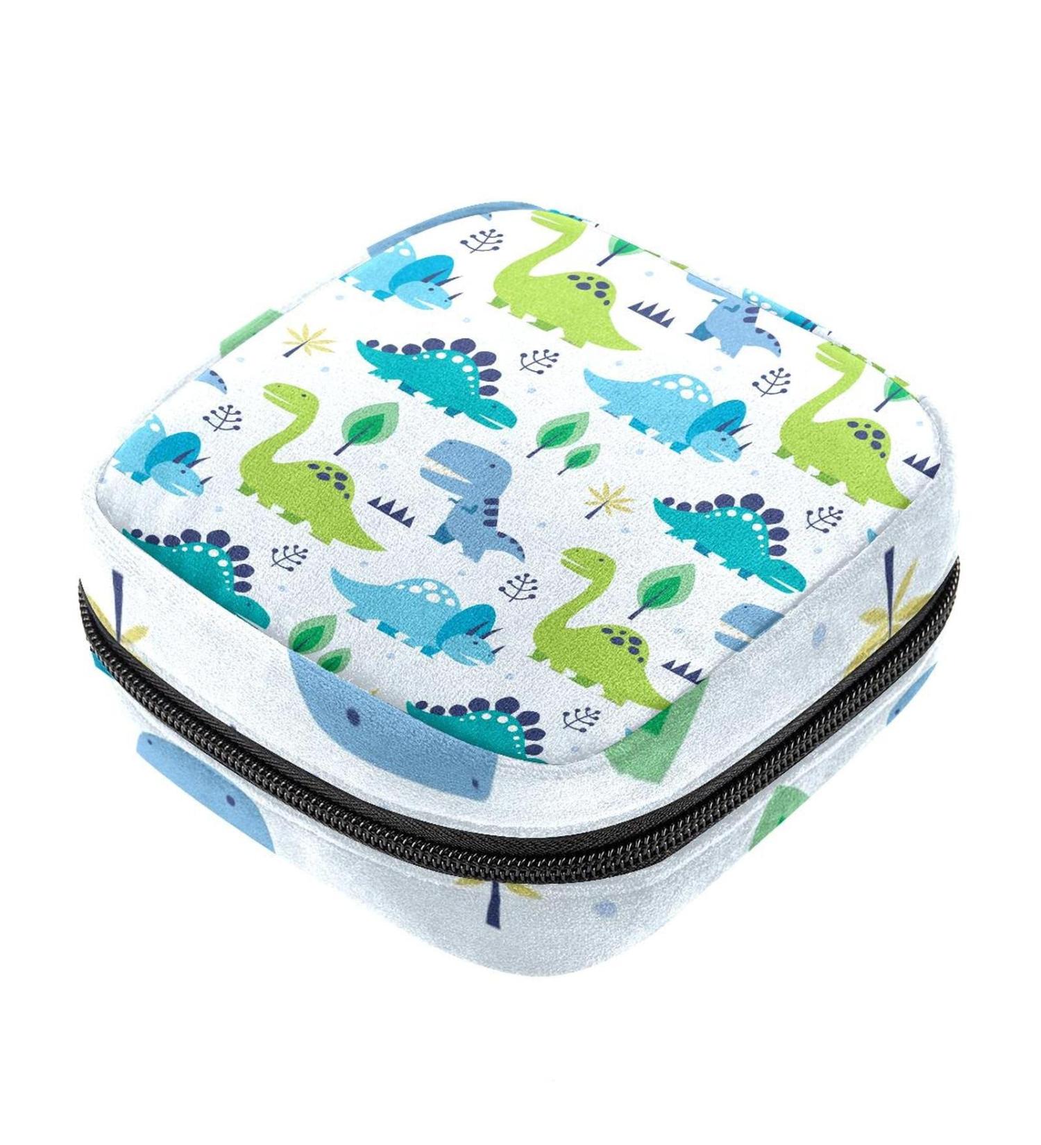 Stylish Menstruation Pad Bag with Zipper - Cute Dino Pattern for Women & Girls | Ideal Tampon & Napkin Storage - Buy Online on GoSupps.com