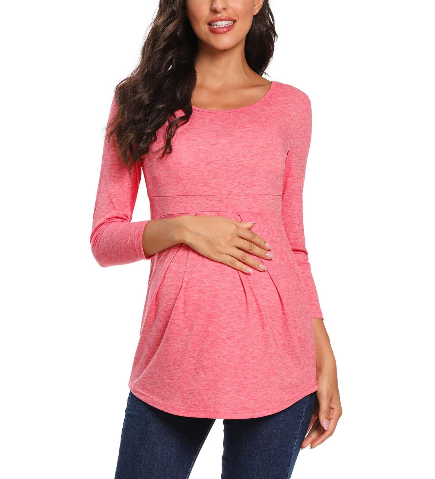 Love2Mi Women's Maternity Nursing Shirt - Layered Wrap Design in L-Pink S - Buy Online on GoSupps.com
