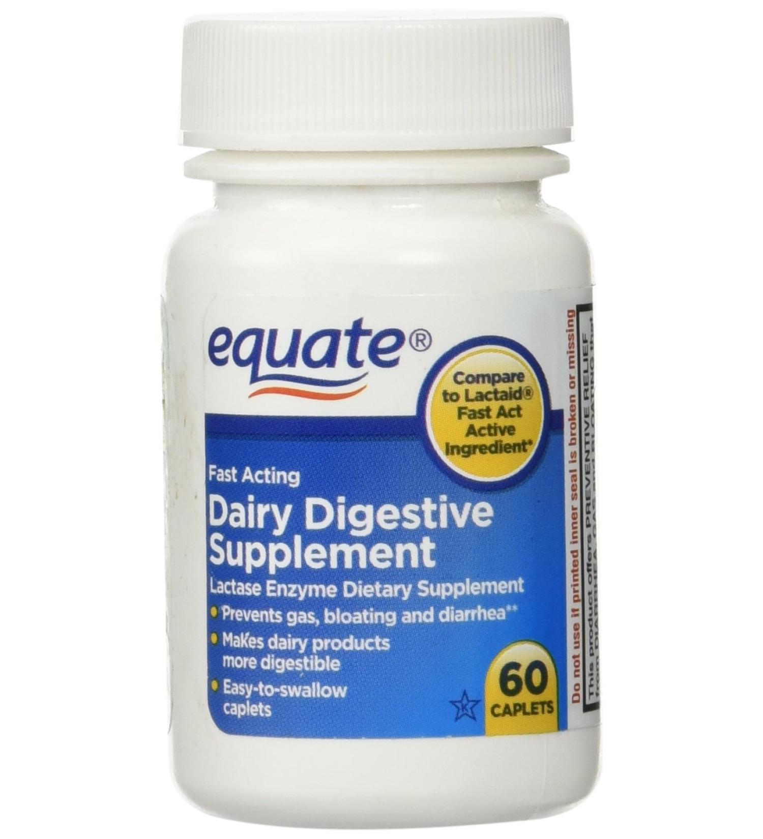 Equate Quick Action Dairy Digestive Supplement 60ct - Improve Digestion & Support Gut Health - Buy Online on GoSupps.com
