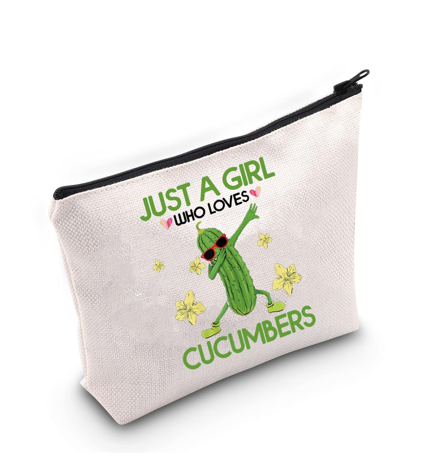 Levlo Funny Cucumber Cosmetics Bag - Perfect Gift for Fruit Lovers & Cucumber Enthusiasts | Unique Zipper Make-Up Bag - Buy Online on GoSupps.com
